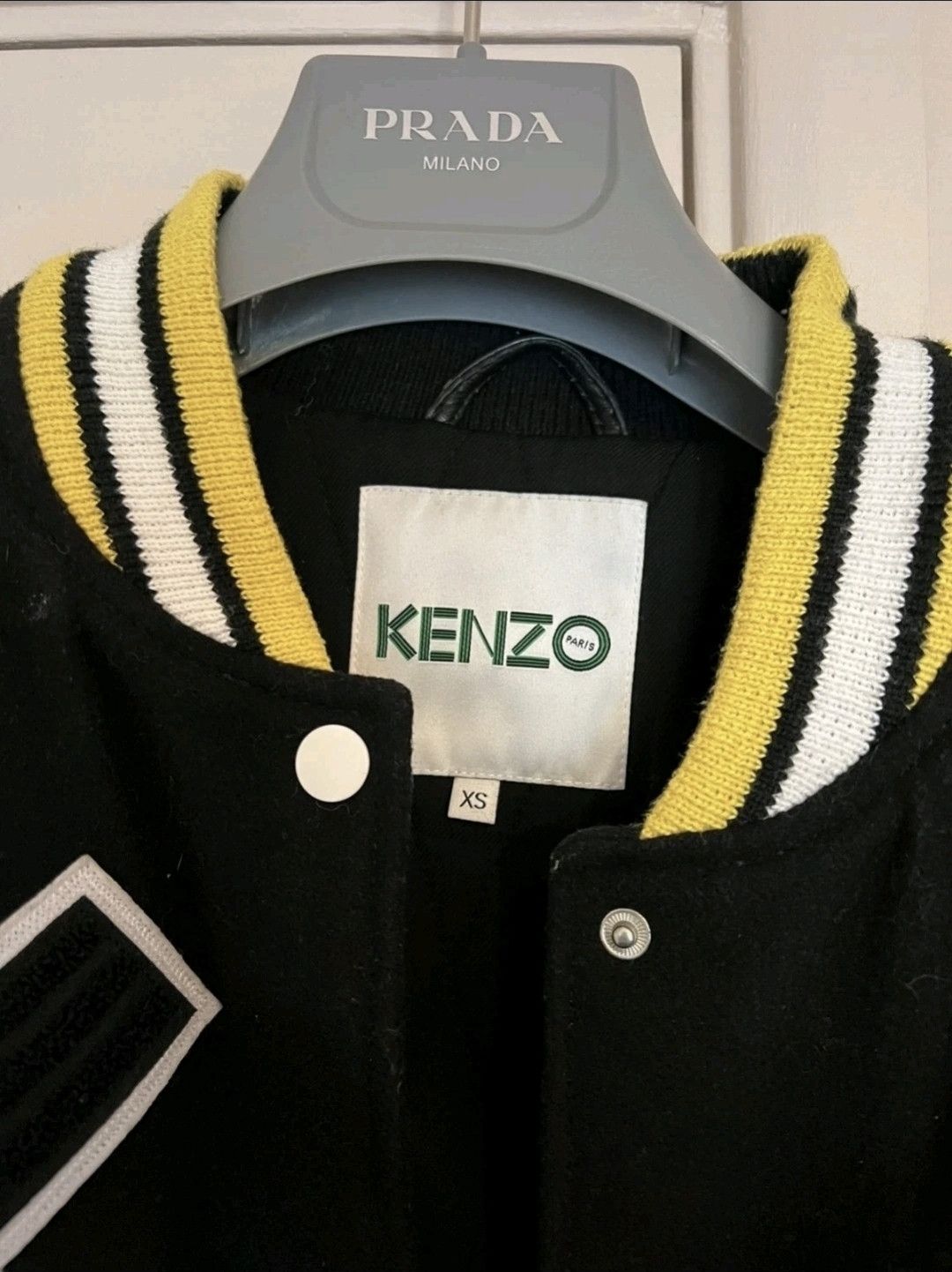 Kenzo KENZO Wool Blend Leather Varsity Quilted Logo Bomber Jacket Size US XS / EU 42 / 0 - 7 Thumbnail