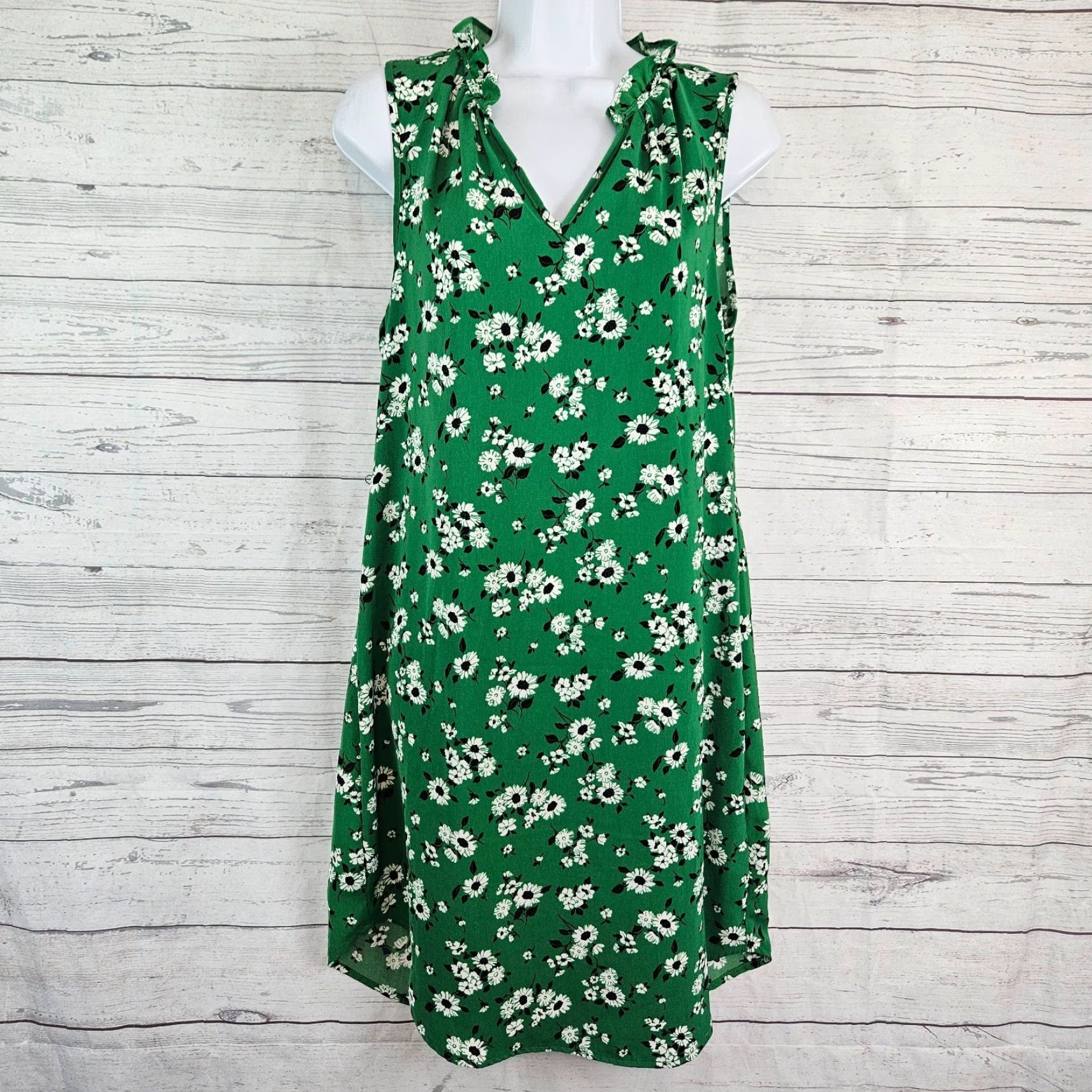 Vintage 41Hawthorn Womens Dress Sz Small Green White Floral Sleeveless V-Neck Knee Length A-Line Womens Size S / US 4 / IT 40 - 2 Thumbnail