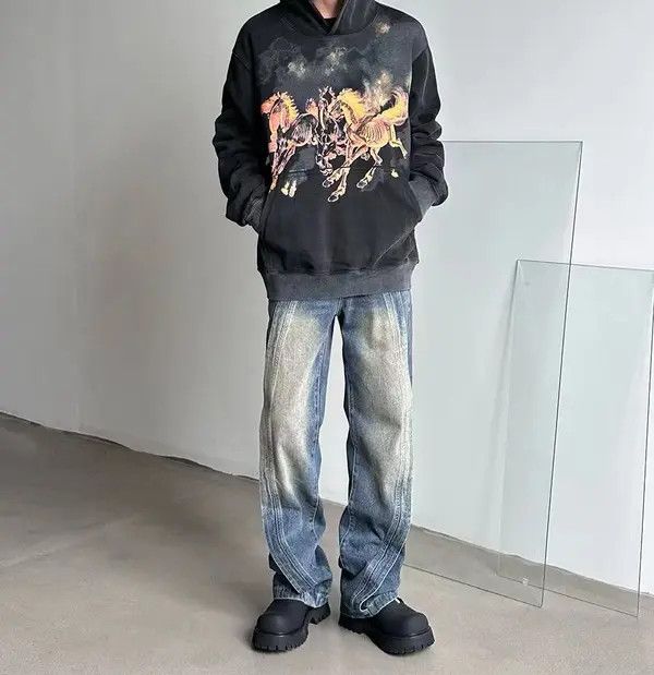 Japanese Brand VIBE Vintage washed distressed patchwork rare jeans Size US 34 / EU 50 - 3 Thumbnail