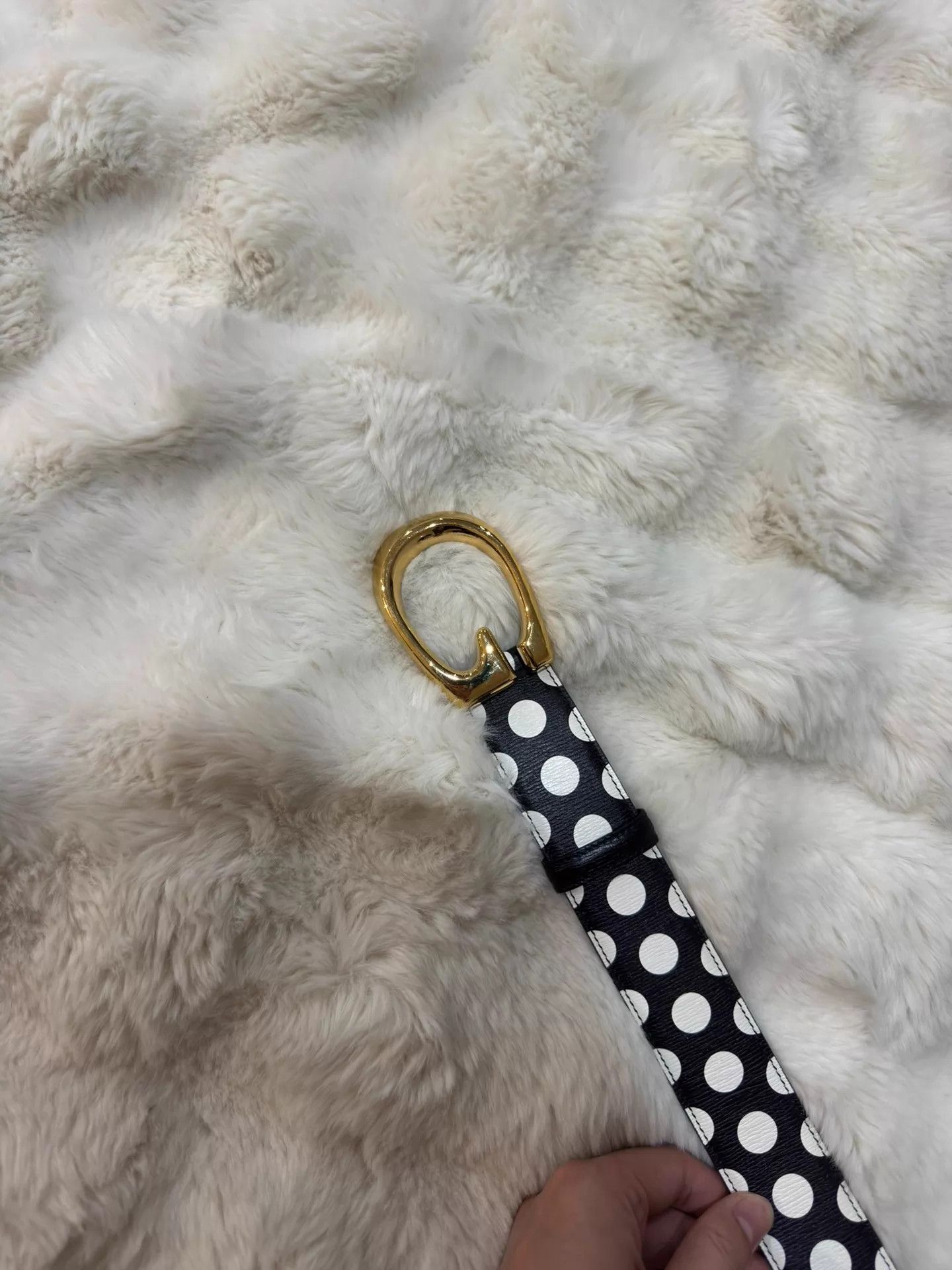 Gucci Gucci GG Buckle Black White Polka Dot Belt 85 NWT Size ONE SIZE - 4 Thumbnail