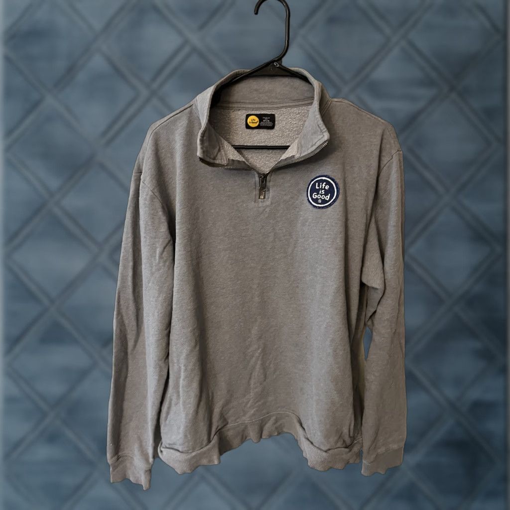 Life is Good Life is Good Mens L Large Quarter Zip Grey Pullover Classic Fit Sweater Size US L / EU 52-54 / 3 - 1 Thumbnail