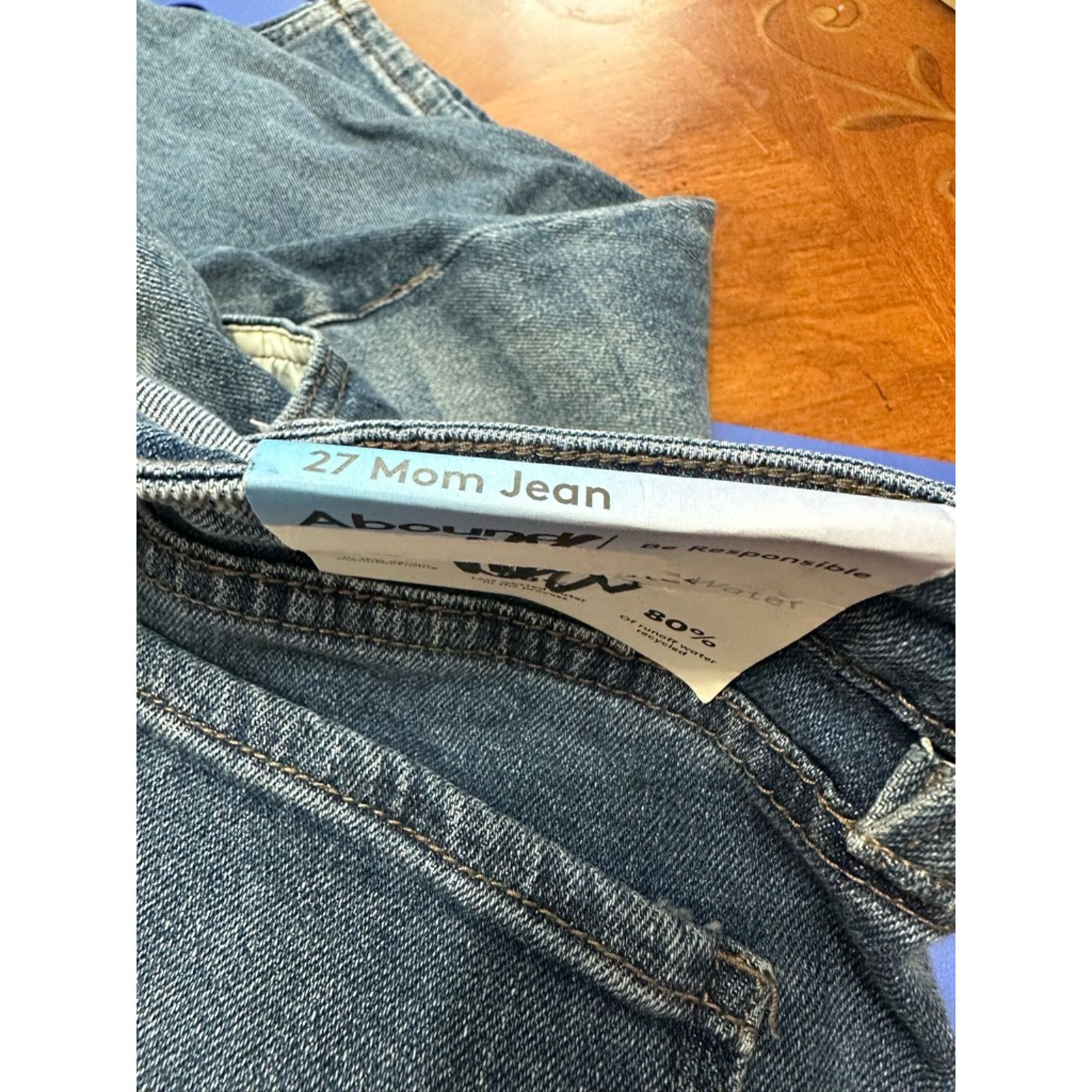 Other Abound Mom Jeans Straight Leg High Rise Button Fly Blue 27 Size 27" / US 4 / IT 40 - 8 Thumbnail