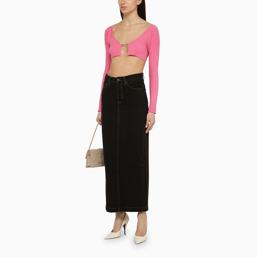 Jacquemus o1d2blof0824 La Maille Pralu Cropped Cardigan in Pink Size S / US 4 / IT 40 - 2 Thumbnail