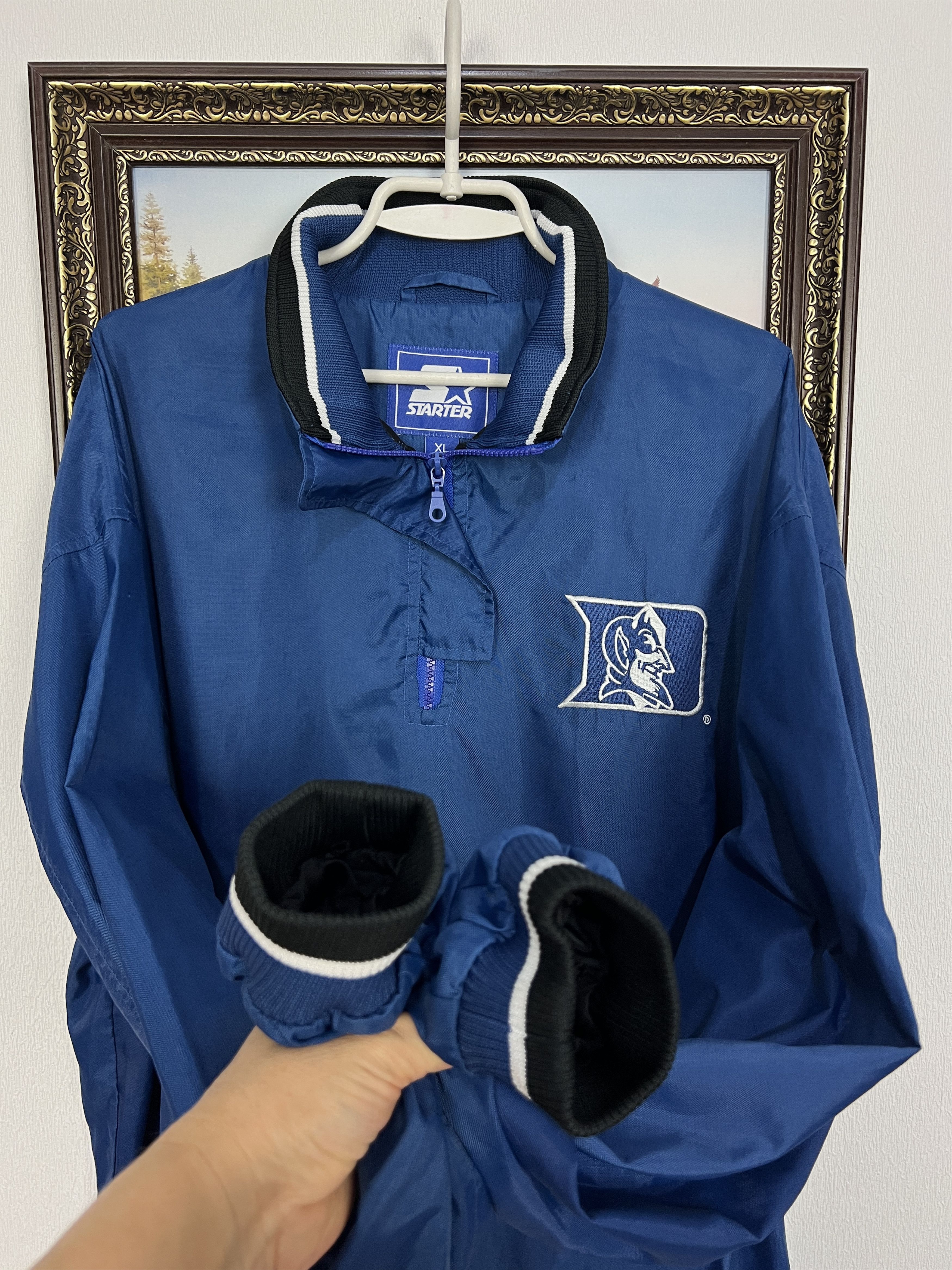 Starter Duke University Blue Devils Jacket NCAA Bomber Windbreaker Size US XL / EU 56 / 4 - 6 Thumbnail