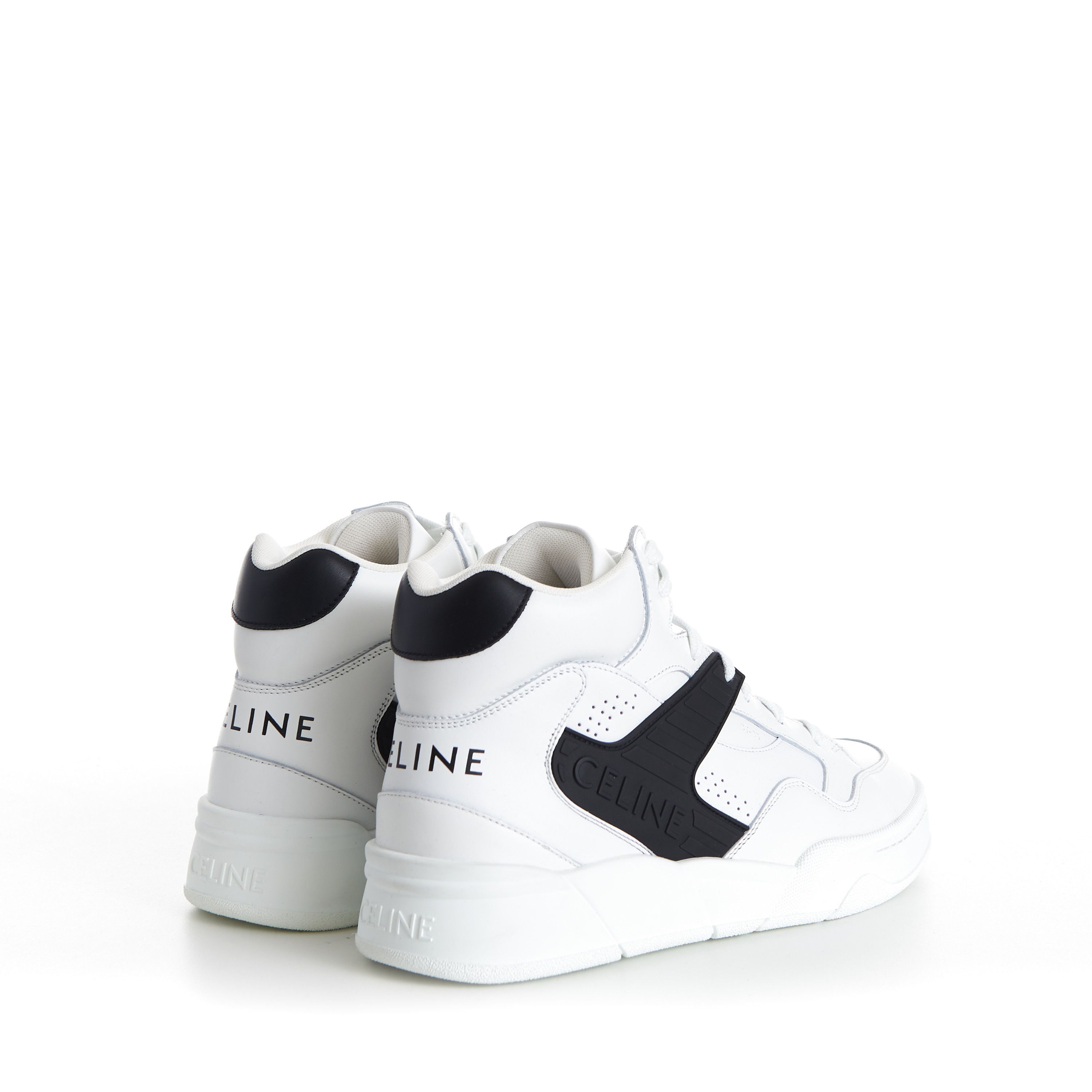 Celine Men's CT-06 High Top Sneaker - White/Black Calfskin Leather Size US 6 / EU 39 - 8 Thumbnail