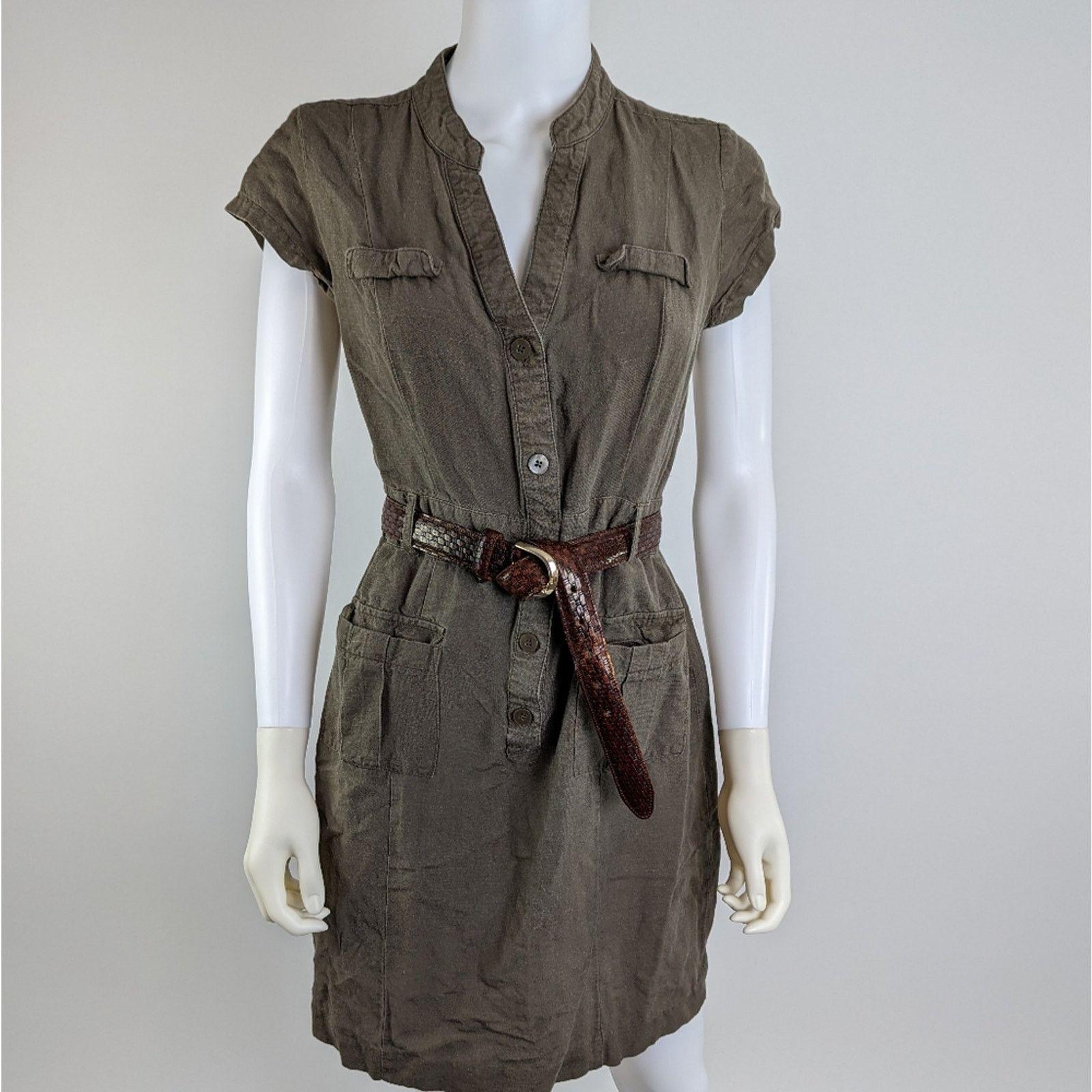 Banana Republic Banana Republic Safari Army Green Cargo Dress 8 Size M / US 6-8 / IT 42-44 - 3 Thumbnail