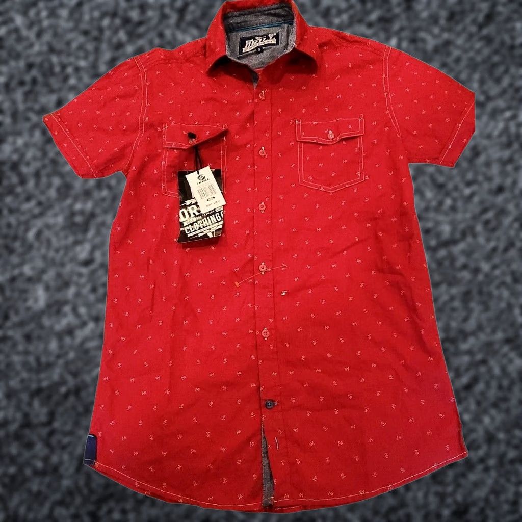 CO Drill Clothing Co Brooklyn NY Short Sleeve Button Shirt Red Anchor Print Small Size US S / EU 44-46 / 1 - 1 Thumbnail