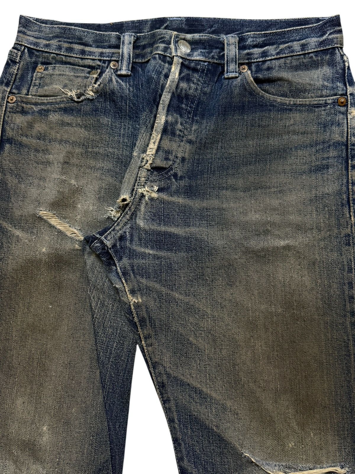 Blue Blue Japan Vintage 90s Japan Blue Corn Selvedge Mud Wash Distressed Size US 30 / EU 46 - 3 Thumbnail