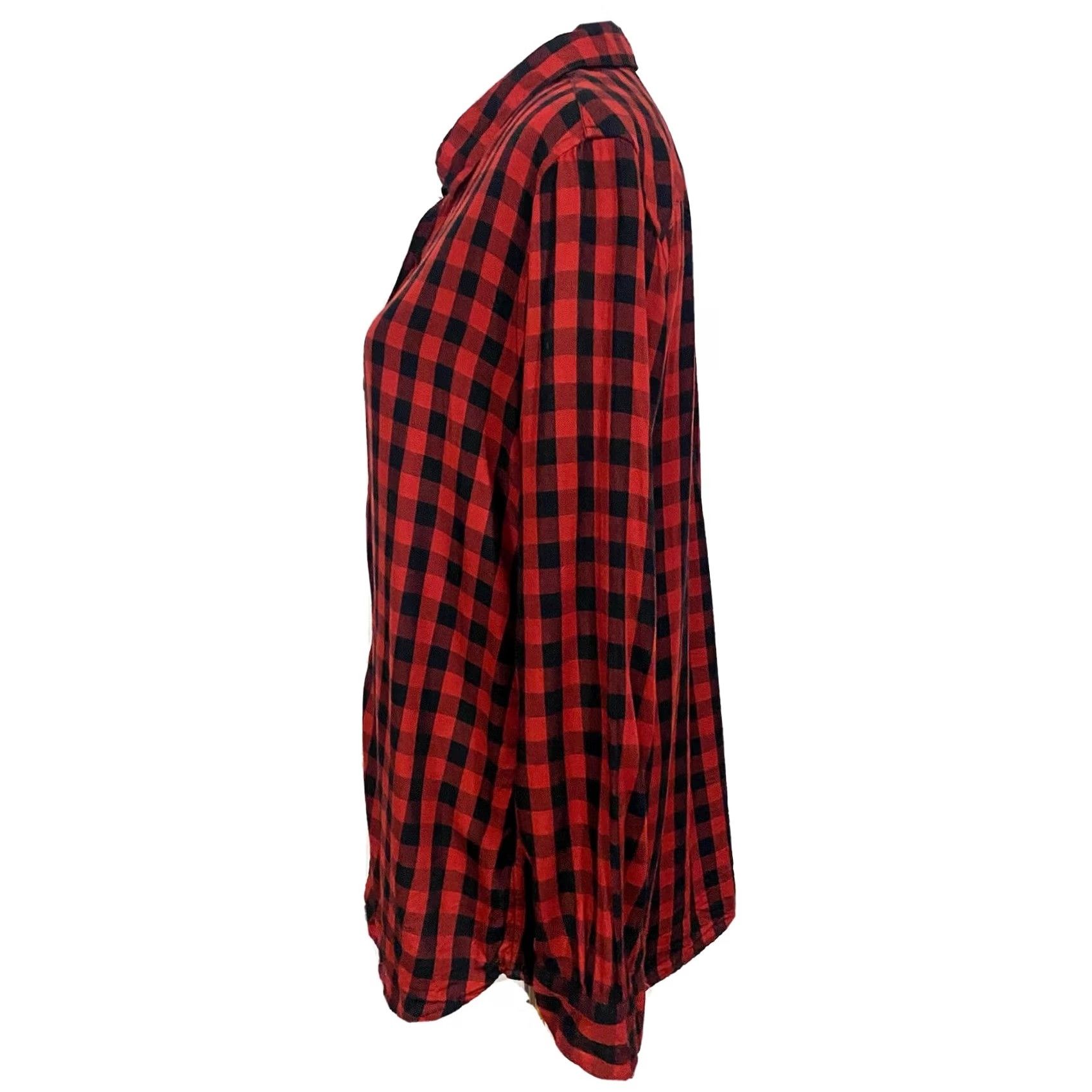 Vintage VINTAGE Beach Lunch Lounge Womens Buffalo Check Tunic Top Red Black Embroidered Sz Large Size L / US 10 / IT 46 - 4 Thumbnail