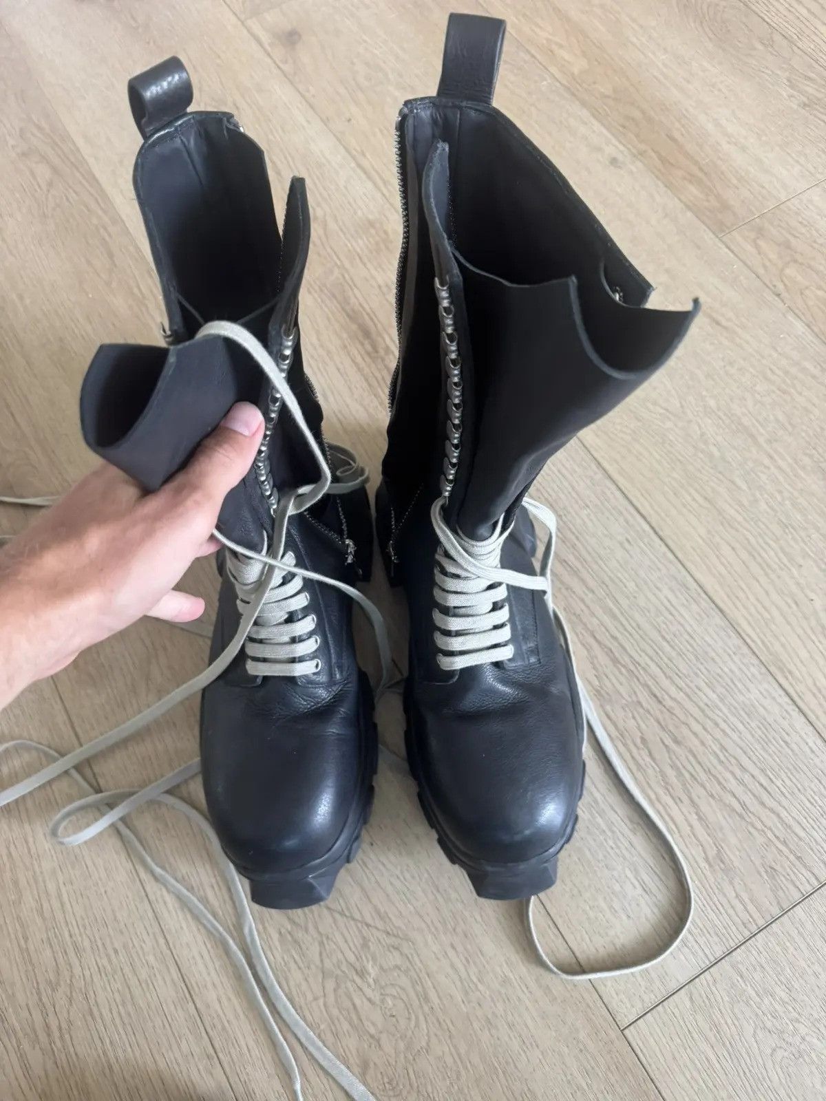 Rick Owens Fogachine Fog Pocket Moto Bevel Heeled Platform Kiss