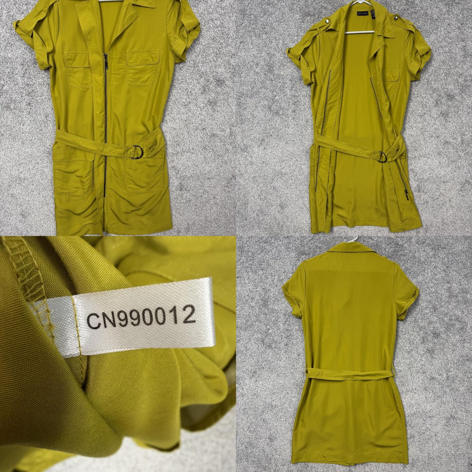 Vintage New York & Company Shirt Dress M Belted Safari Retro 70s Utility Military Office Women Size M / US 6-8 / IT 42-44 - 9 Thumbnail