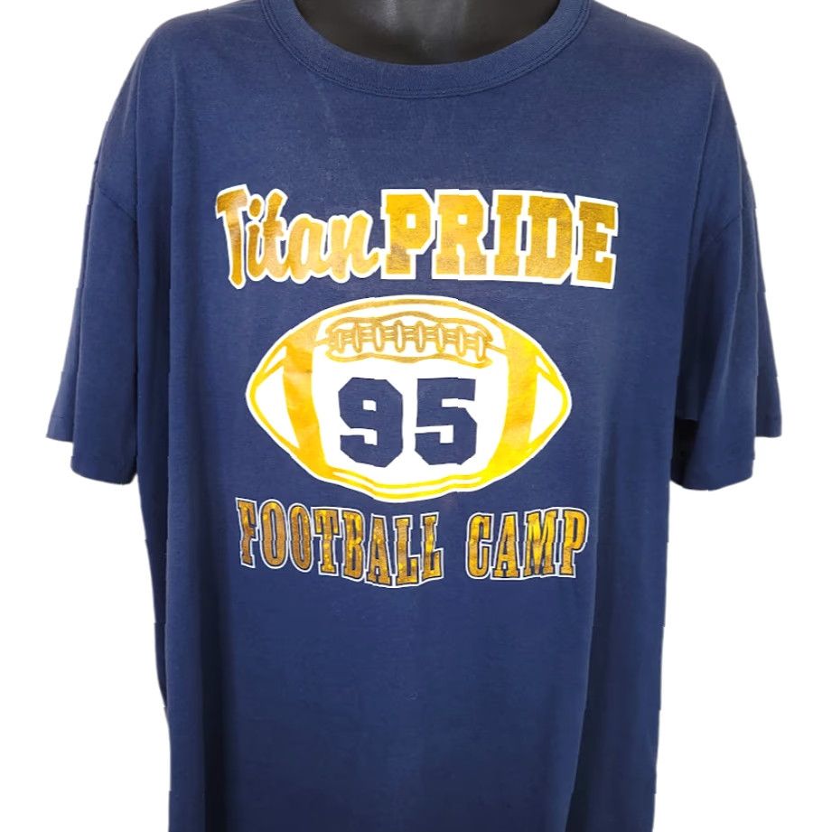 Russell Athletic VINTAGE Titan Pride Football Camp T Shirt Mens 2XL Blue 90s Made In USA Russell Athletic Mannschaft Size US XXL / EU 58 / 5 - 2 Thumbnail