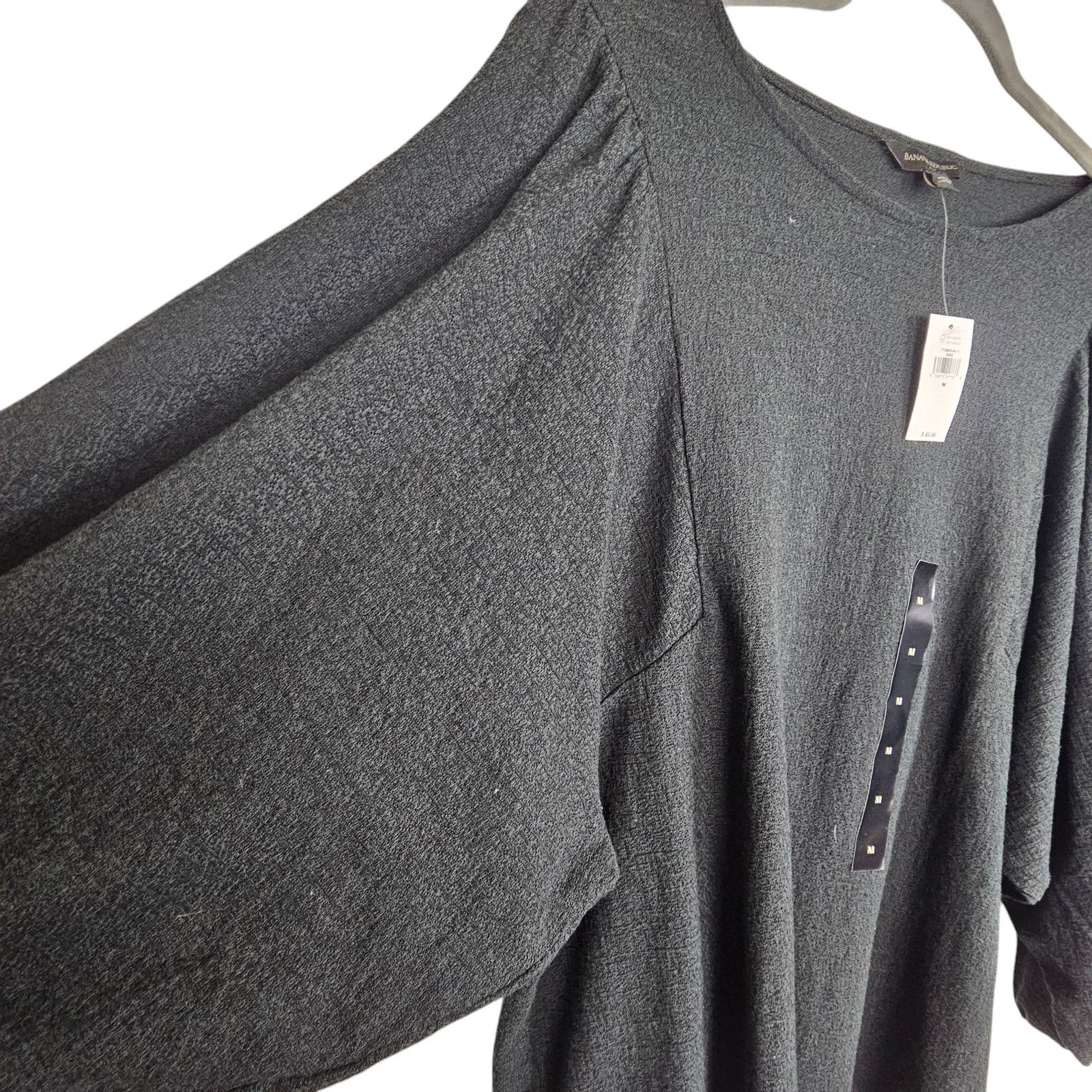 Banana Republic Banana Republic Womens Textured Puff Sleeve Top Size M Gray Size M / US 6-8 / IT 42-44 - 6 Thumbnail