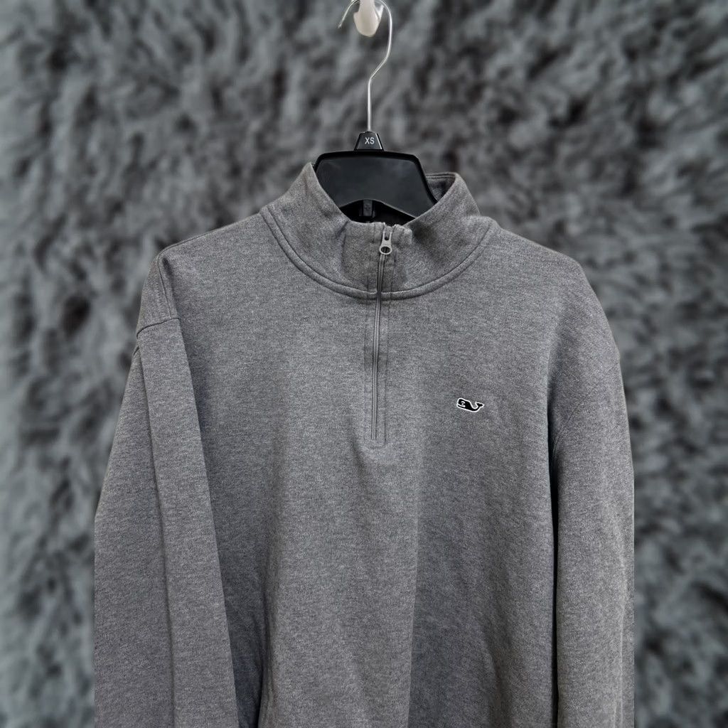Vineyard Vines Vineyard Vines Mens Sweater Gray 1/4 Zip Pullover Large L Cotton Jersey Collared Long Sleeve Knit Pullover Mens Regular Fit Size US L / EU 52-54 / 3 - 1 Thumbnail