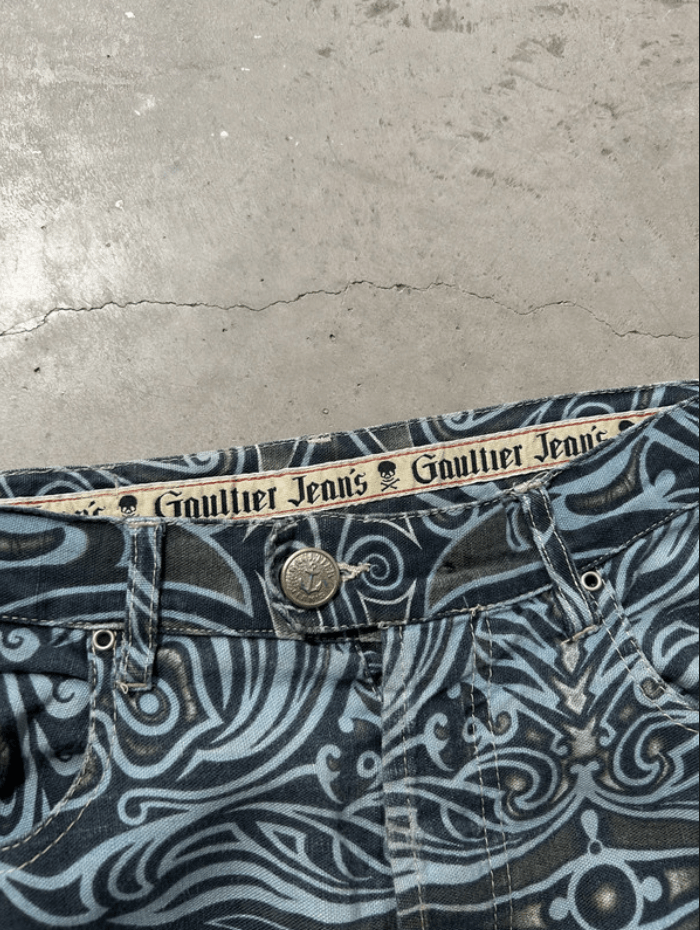 Jean × Jean Paul Gaultier Jean Paul Gaultier Jeans Graphic Tribal Denim Tattoo EX0124 Size 25" / US 0 / IT 36 - 3 Thumbnail