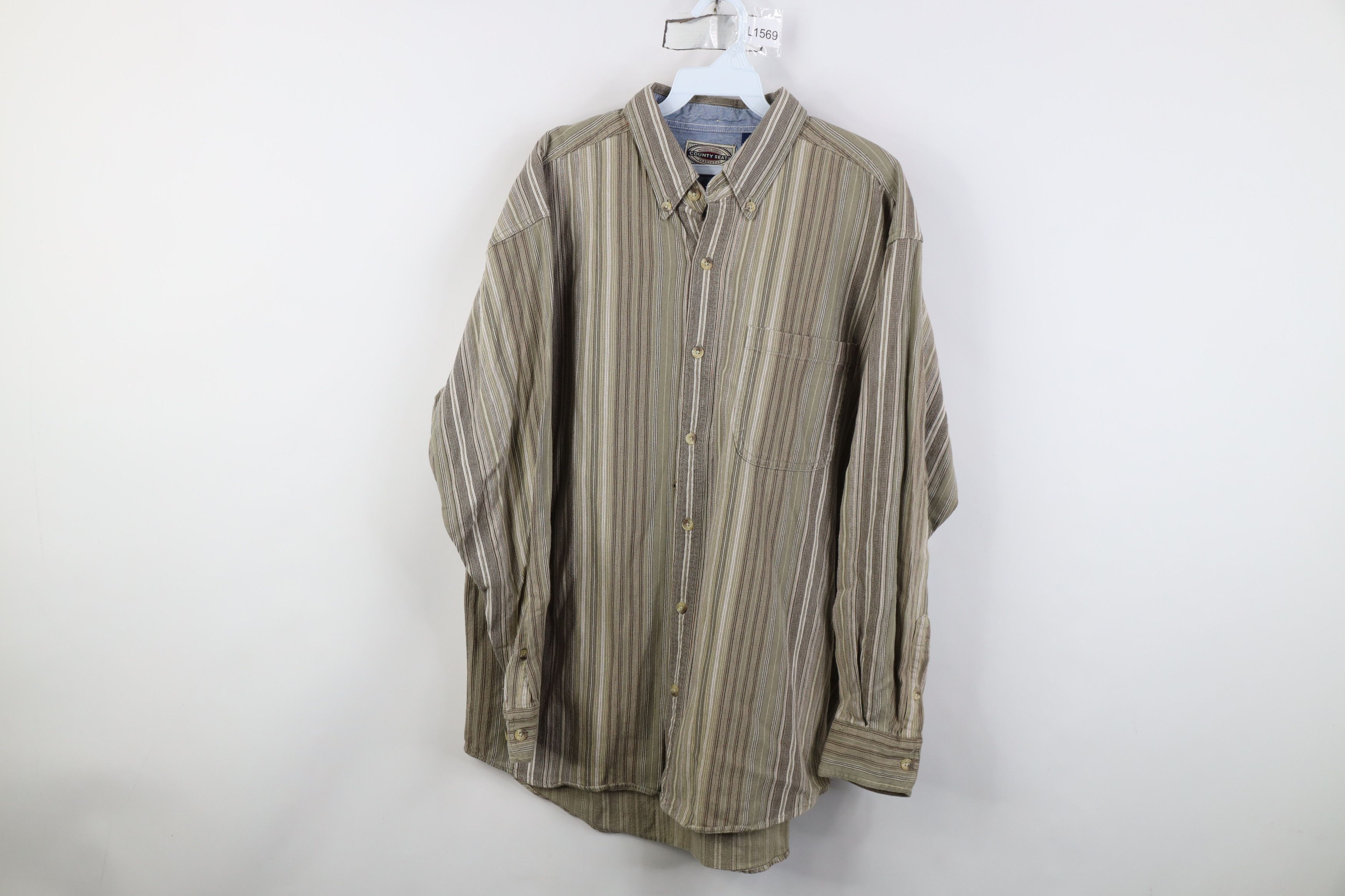 Vintage Vintage 90s Streetwear Button Down Shirt Earth Tone Striped Size US XL / EU 56 / 4 - 1 Thumbnail