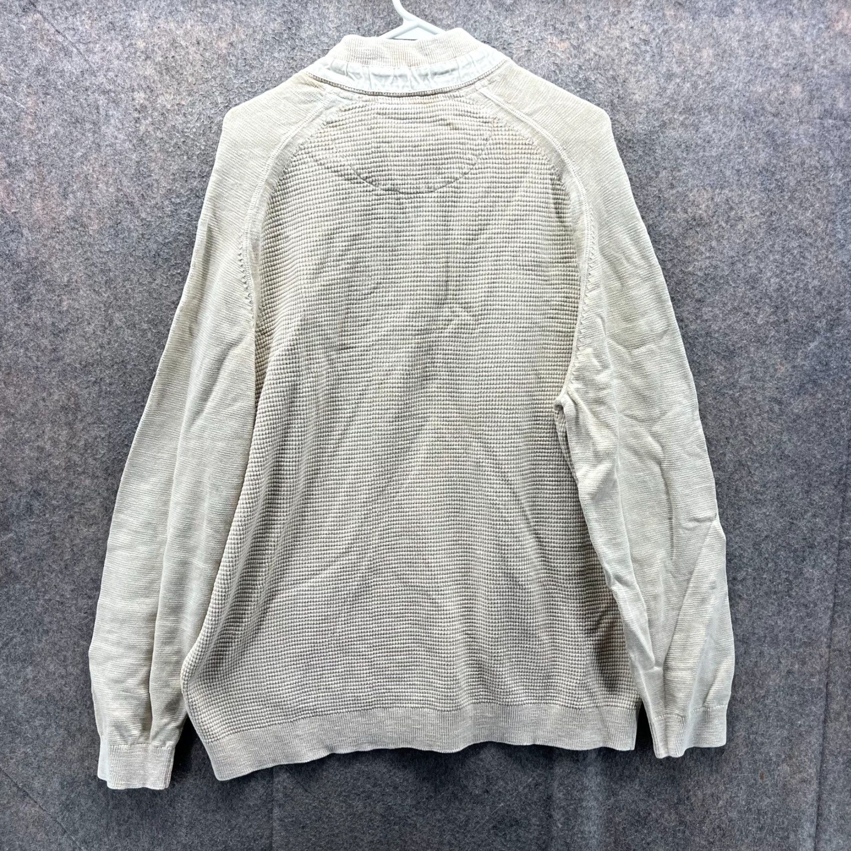 Tommy Bahama Tommy Bahama Sweater Mens XL Beige Quarter Zip Fleece Waffle-Knit Mock Neck Pullover Long Sleeve Size US XL / EU 56 / 4 - 2 Thumbnail