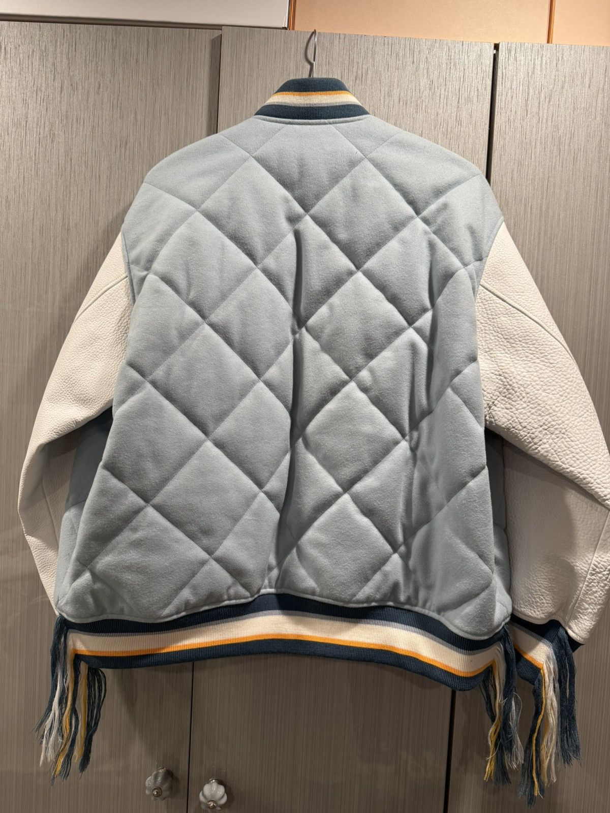 Facetasm Facetasm Blue Quilted Leather Varsity Jacket Size US XL / EU 56 / 4 - 2 Thumbnail