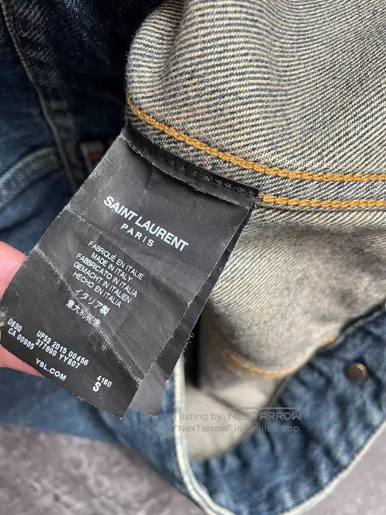 Saint Laurent Paris Deep Blue Washed Distressed Denim Jack