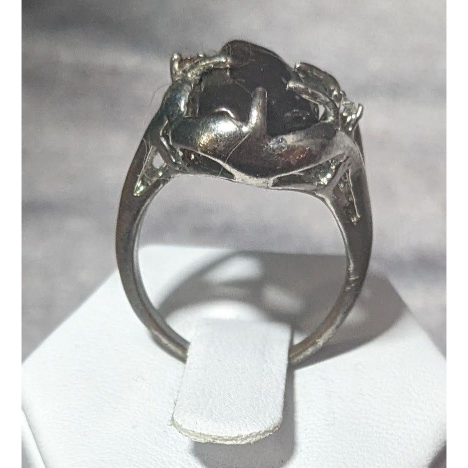 Other Vintage Purple Encased Silver Tone Cage Ring With Clear Gem Size ONE SIZE - 4 Thumbnail