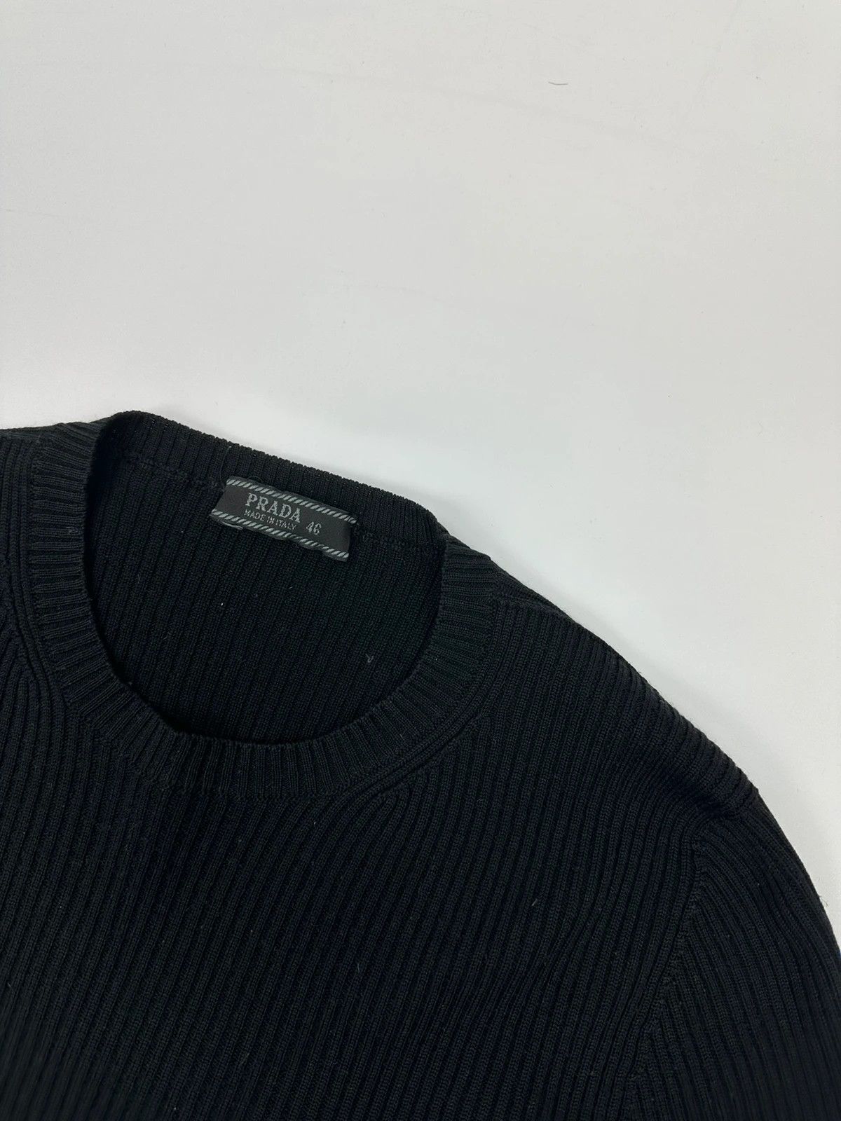 Prada Prada Milano 00’s Black Ribbed Wool & Silk Longlseeves Size S / US 4 / IT 40 - 2 Thumbnail