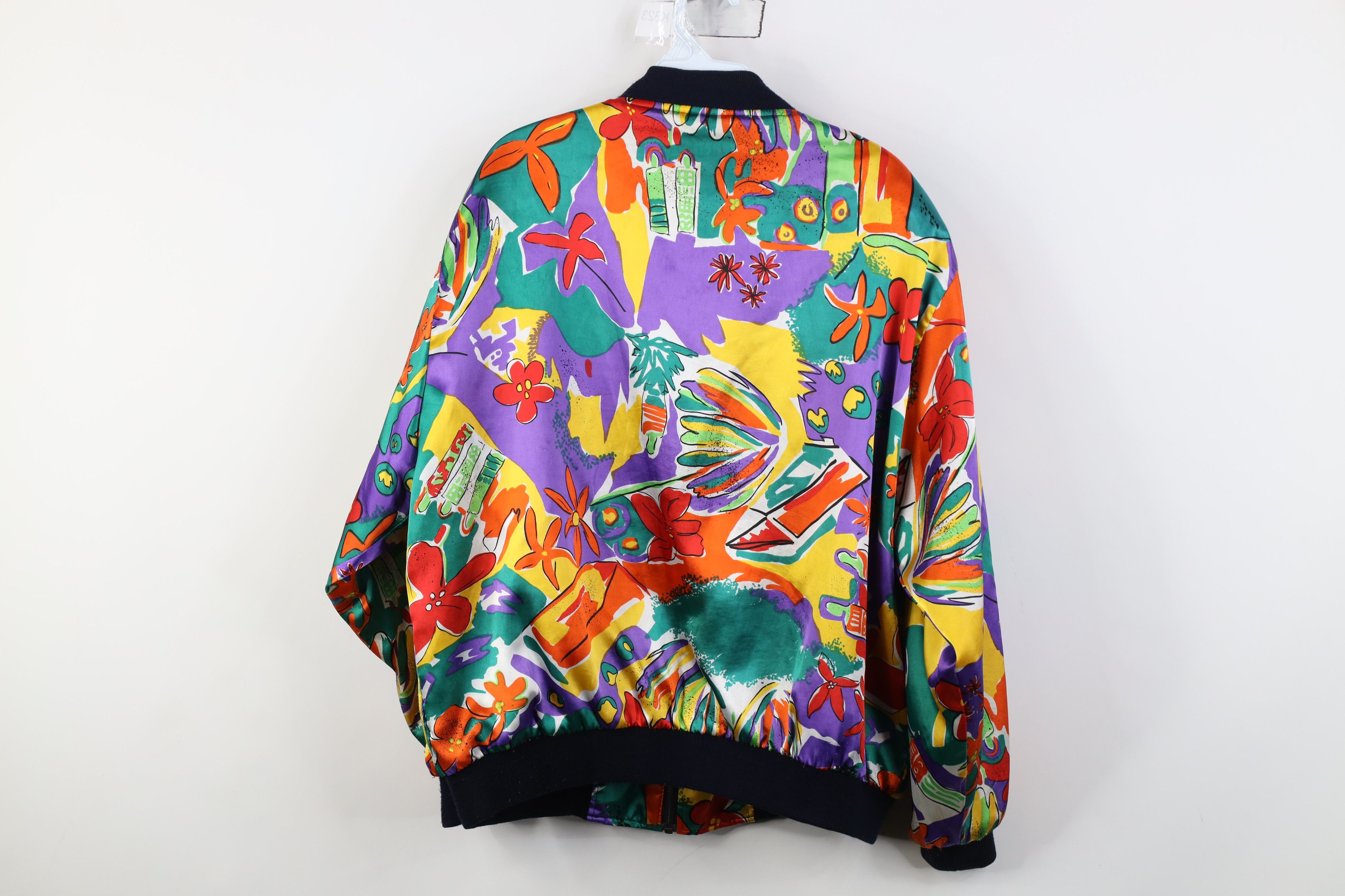 Vintage Vintage 90s Streetwear Flower Full Zip Bomber Jacket Size US L / EU 52-54 / 3 - 12 Thumbnail