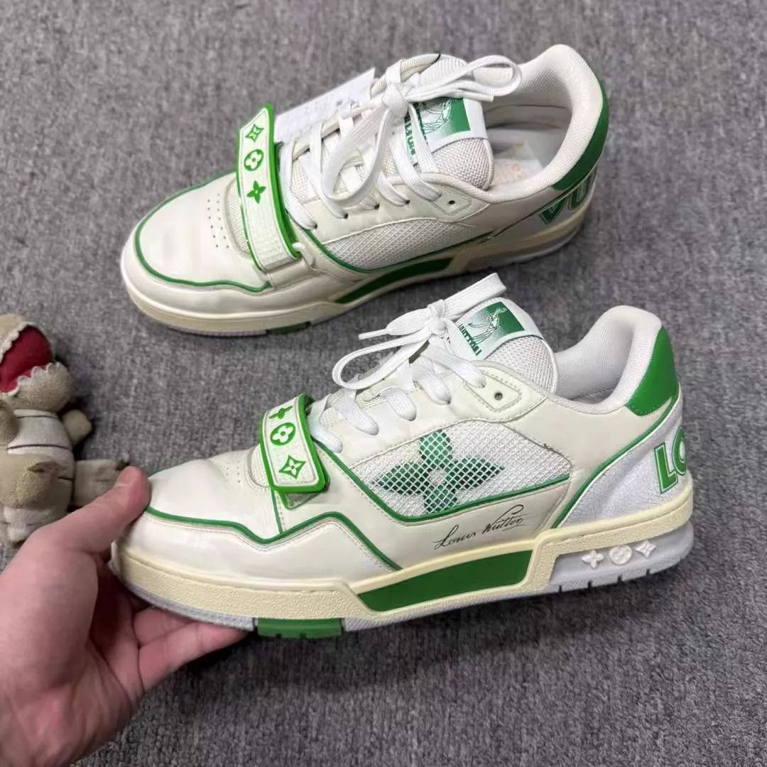 Louis Vuitton LV White Green Velcro Trainer 42 99 New Size US 9 / EU 42 - 2 Thumbnail