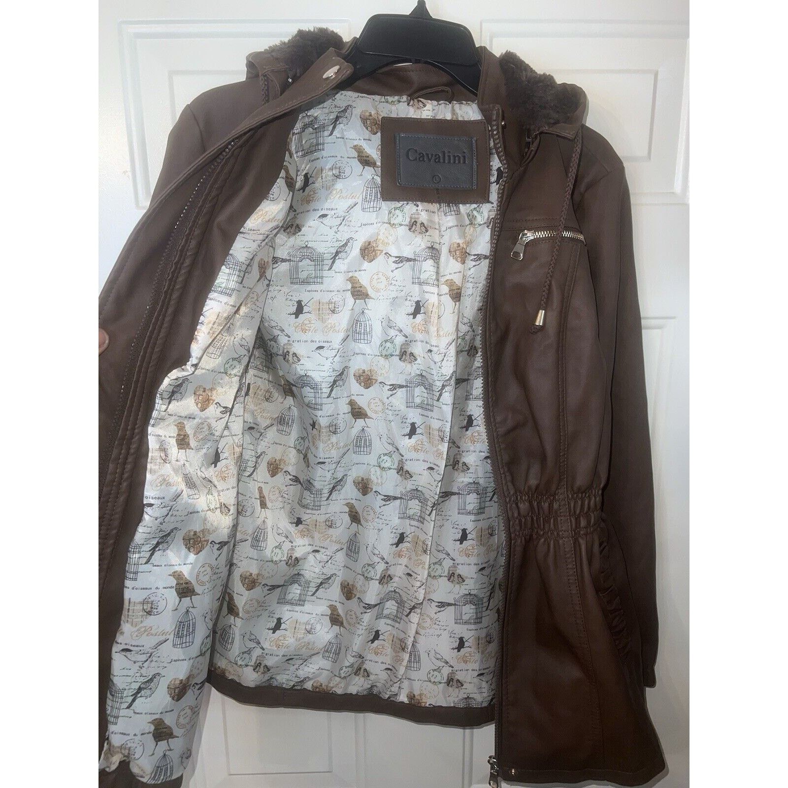 Other Cavalini Vegan Leather Women Jacket Brown Large Trench Coat Size L / US 10 / IT 46 - 6 Thumbnail
