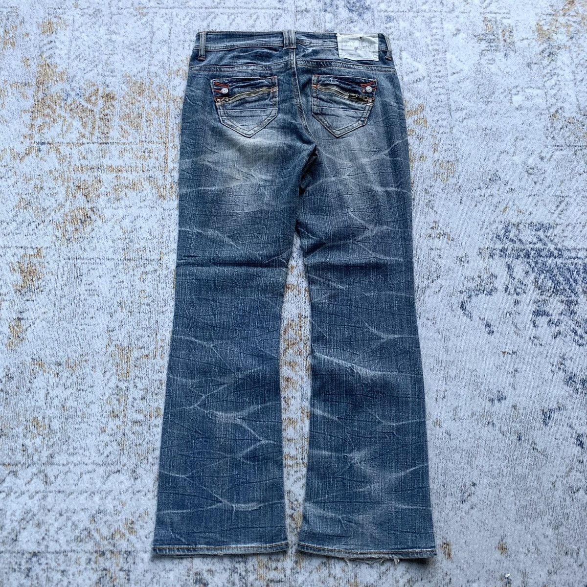 Japanese Brand × Vintage Y2K Rare Japanese Brand Theoria Distressed Flared Jeans Size 30" / US 8 / IT 44 - 5 Thumbnail