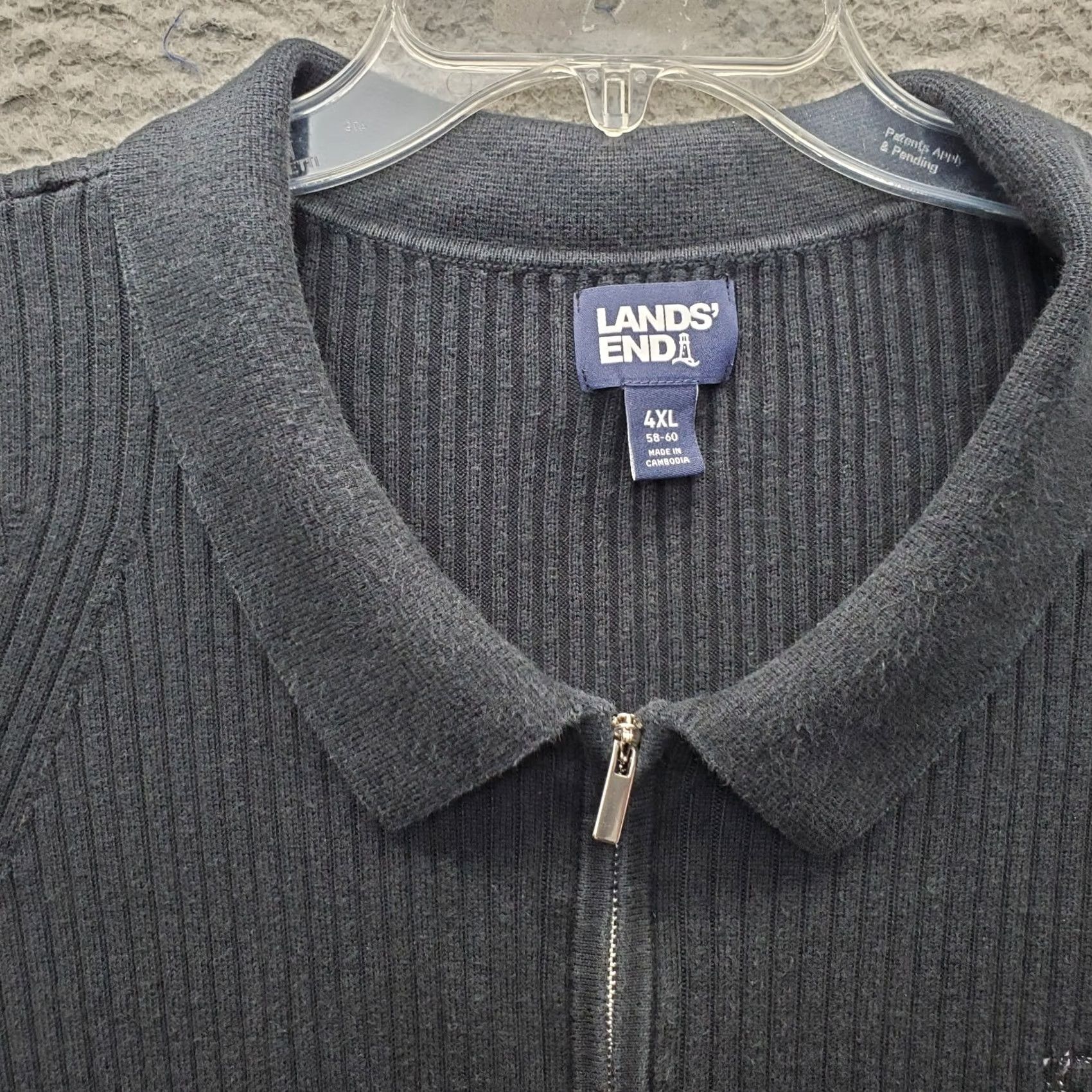 Lands' End Lands' End Mens 4XL Navy Polo Sweater Short Sleeve Knit 1/4 Zip Pullover Size US XXL / EU 58 / 5 - 5 Thumbnail
