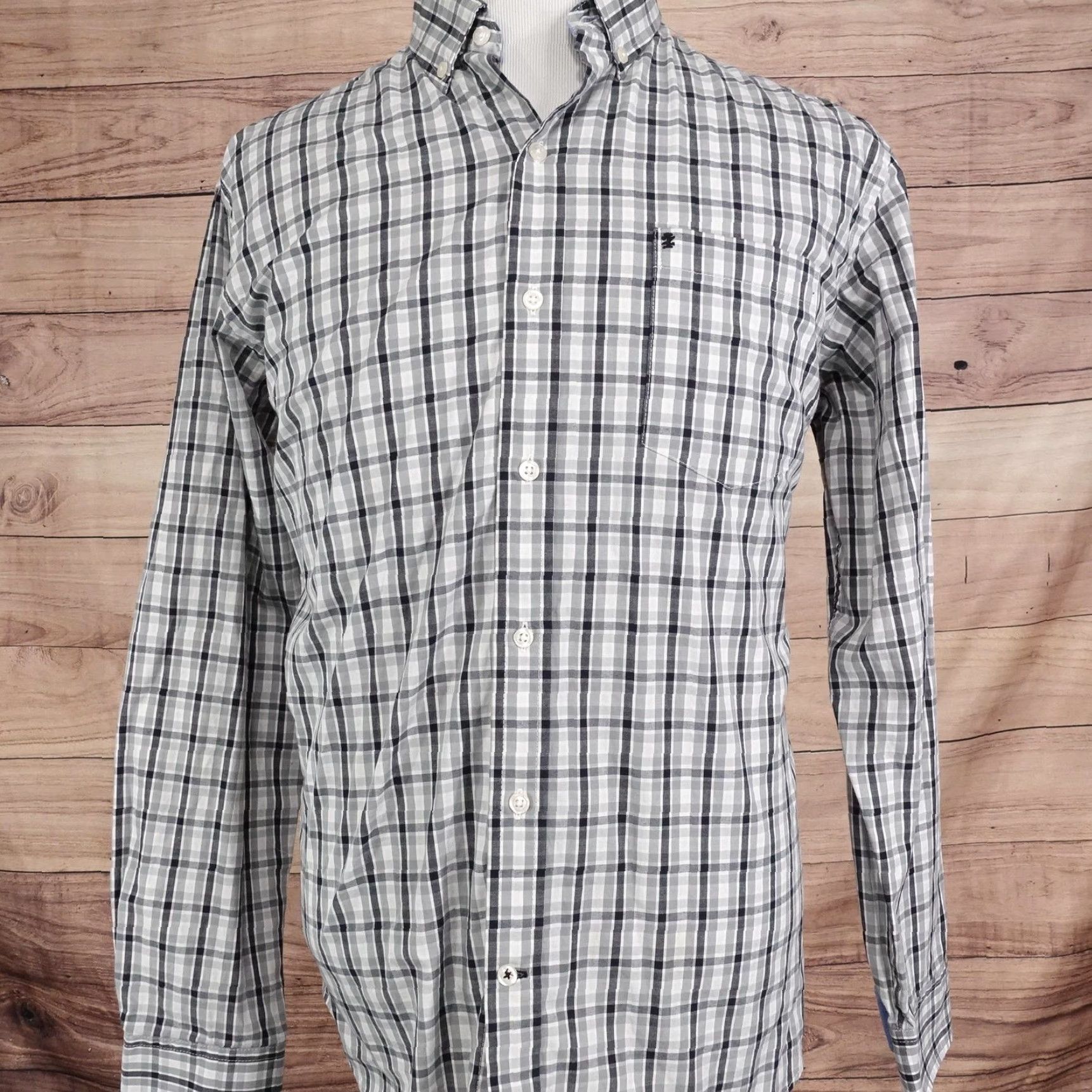 Izod IZOD Shirt Mens Large Gray Plaid Long Sleeve Button Down Stretch Casual Size US L / EU 52-54 / 3 - 3 Thumbnail