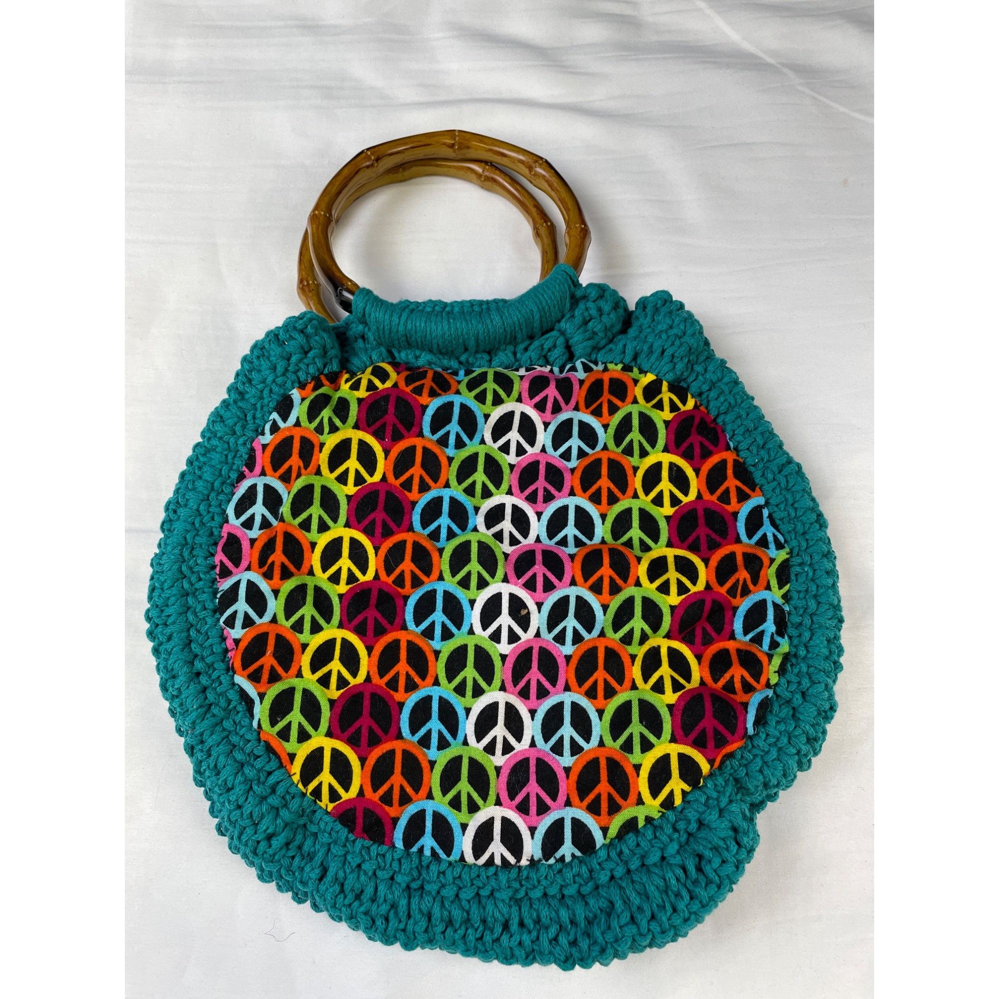 Other Handmade Women's Peace Reversible Knitted Green/Multi Handba Size ONE SIZE - 4 Thumbnail
