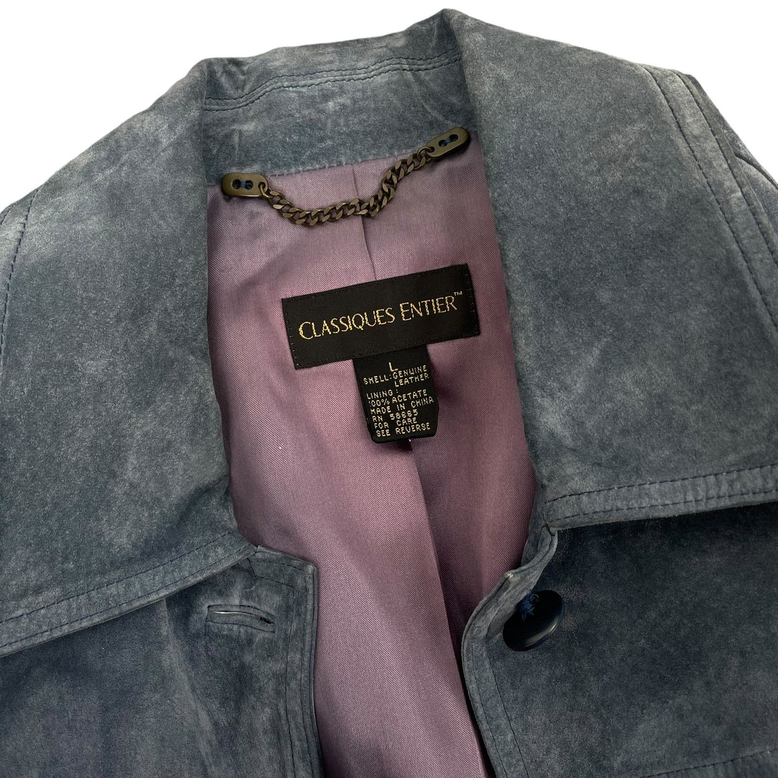 Armani Collezioni Classiques Entier Suede Jacket Button Front Blue Size L Size L / US 10 / IT 46 - 11 Thumbnail