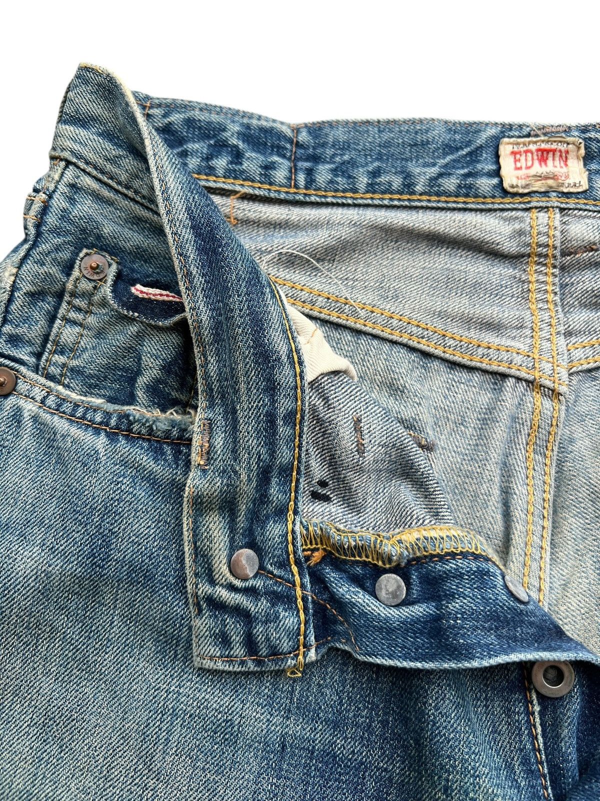 Edwin Vintage Edwin 505s Selvedge Distressed Denim Jeans 31x30.5 Size US 31 - 10 Thumbnail