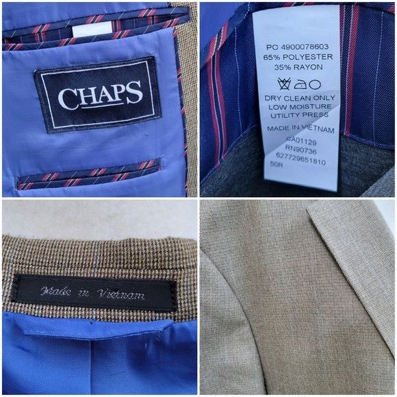 Chaps Chaps Brown Black Duo Pattern Tweed With Faint Blue Stripes Size 50R - 5 Thumbnail