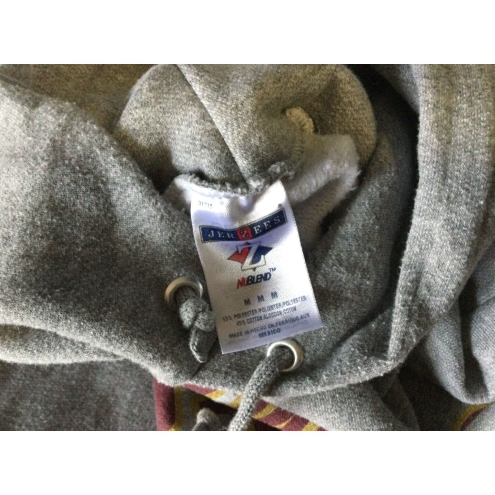 Jerzees VINTAGE JERZEES Hoodie Mens Medium Gray Fleece Pullover Heavyweight BHS Yellow Jackets Size US M / EU 48-50 / 2 - 5 Thumbnail