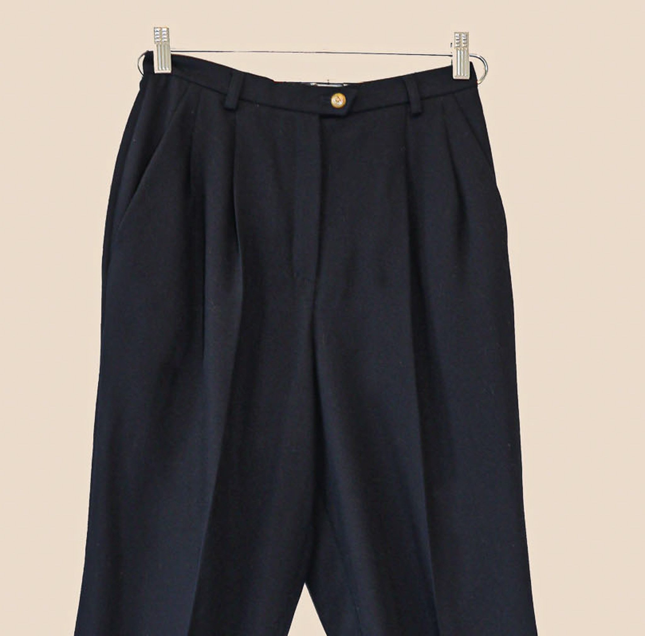 Vintage Vintage Navy Blue High Waisted Trousers Dressy Pants Size 27" / US 4 / IT 40 - 2 Thumbnail