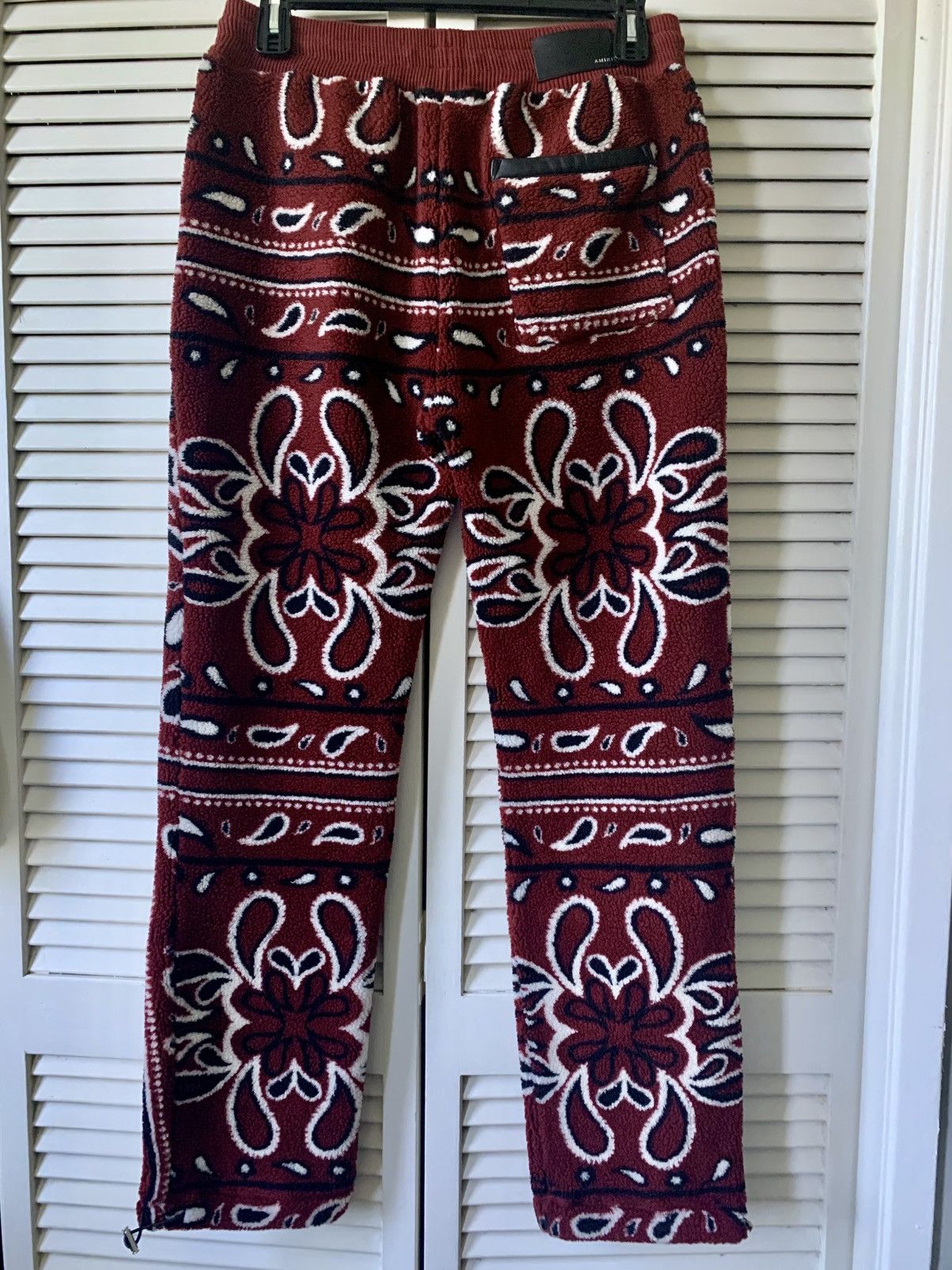 Amiri AMIRI Leather-Trimmed Bandana Print Fleece Sweatpants Size US 34 / EU 50 - 2 Thumbnail