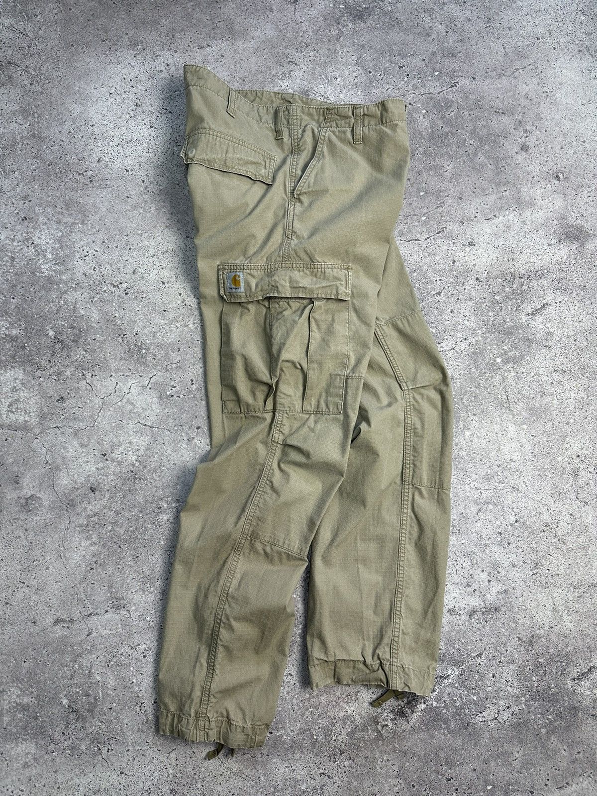 Carhartt × Vintage Vintage Carhartt Cargo Distressed Pants Faded Beige Y2K Size US 31 - 10 Thumbnail