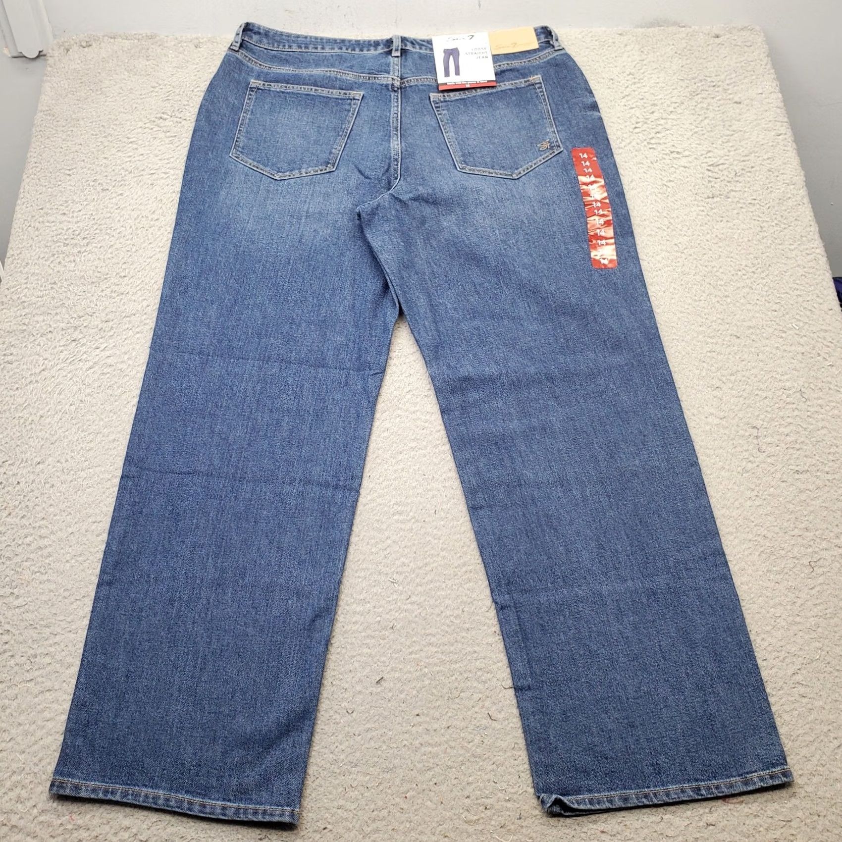 Vintage Seven7 Jeans Womens 14 Blue Denim Stretch Fitted Loose Fit High Rise Straight Leg Jeans Size 36" / US 14 / IT 50 - 2 Thumbnail