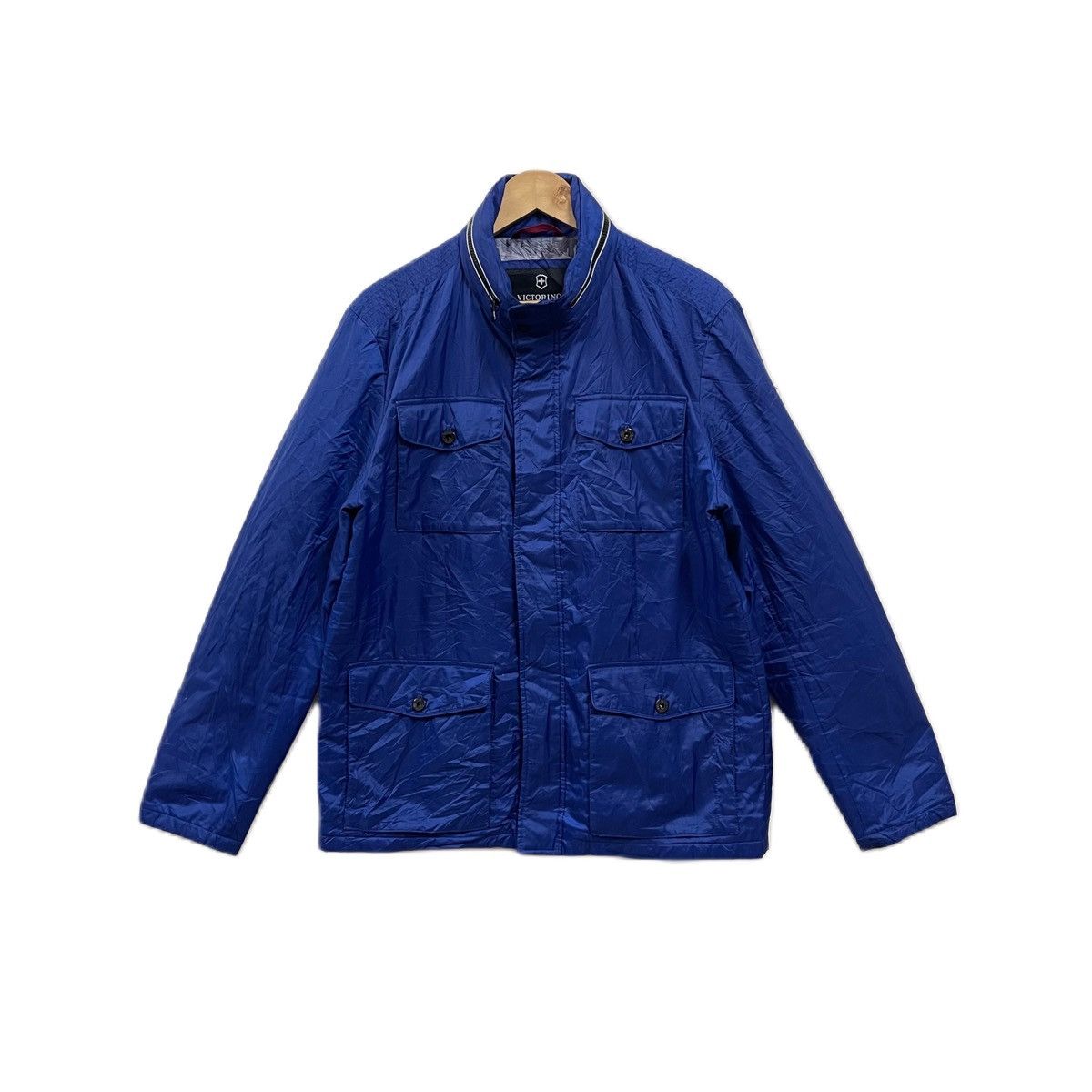 image of Military x Victorinox Swiss Army Jacket Windbreaker in Blue, Men's (Size Large)