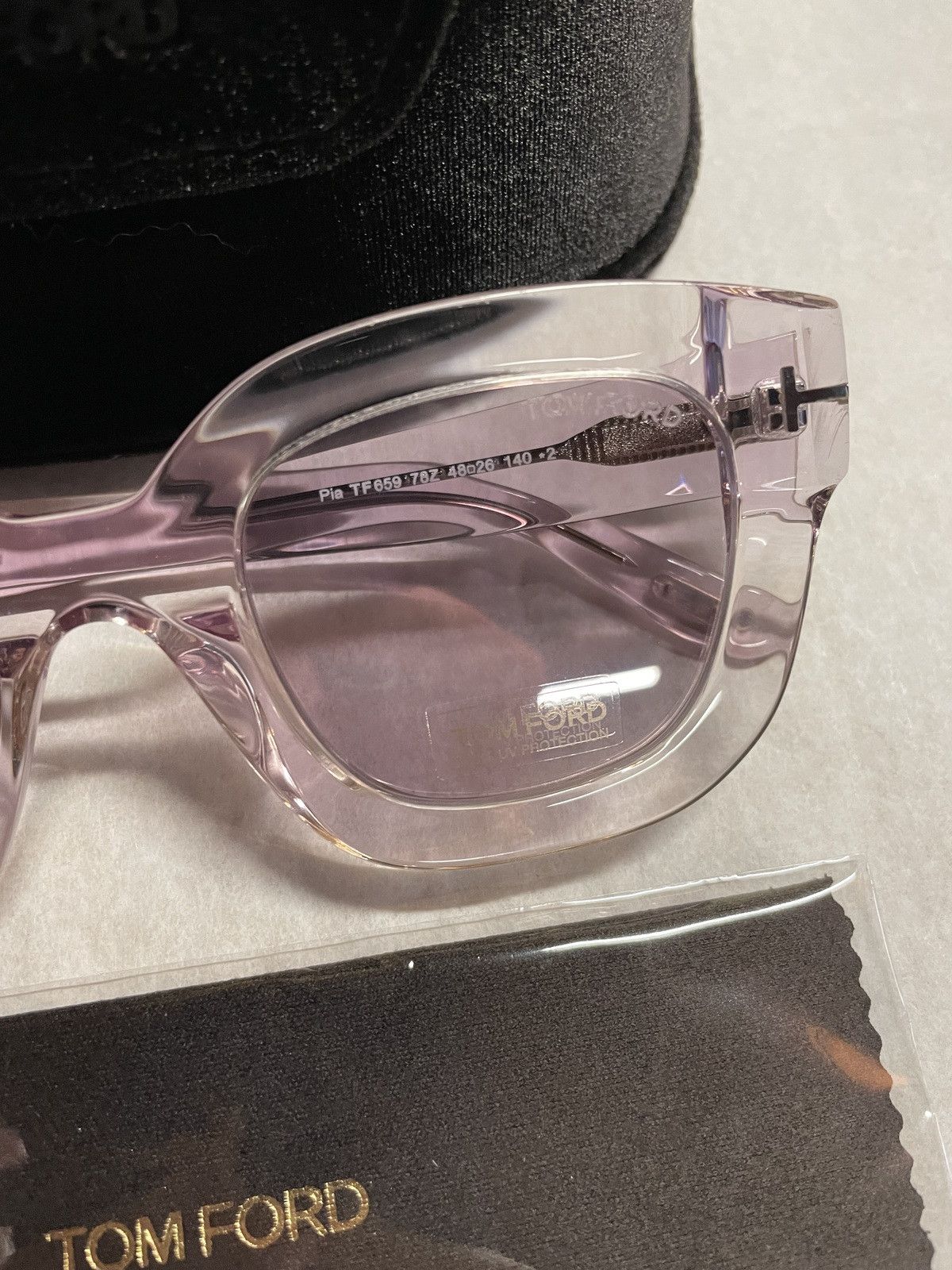 TOM FORD PIA TF659 78Z VIOLET CRYSTAL SQUARE SUNGLASSES