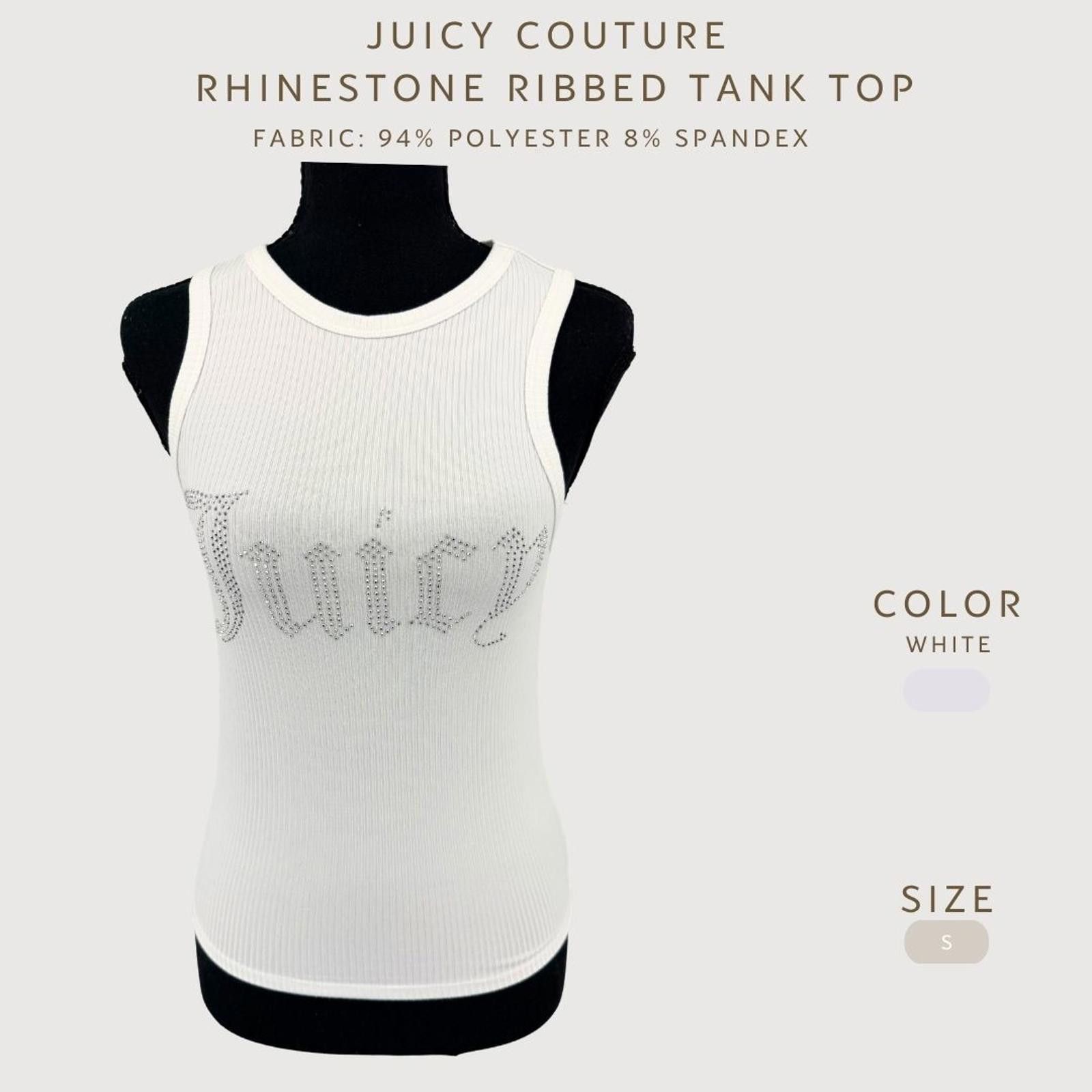 Juicy Couture Jeans Juicy Couture Rhinestone Logo Ribbed Tank Top Y2K White S Size S / US 4 / IT 40 - 2 Thumbnail