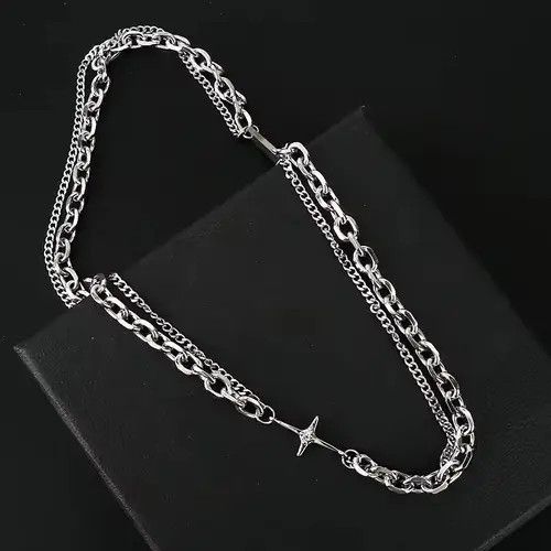 Jewelry Double Chain Cross Necklace Size ONE SIZE - 8 Thumbnail