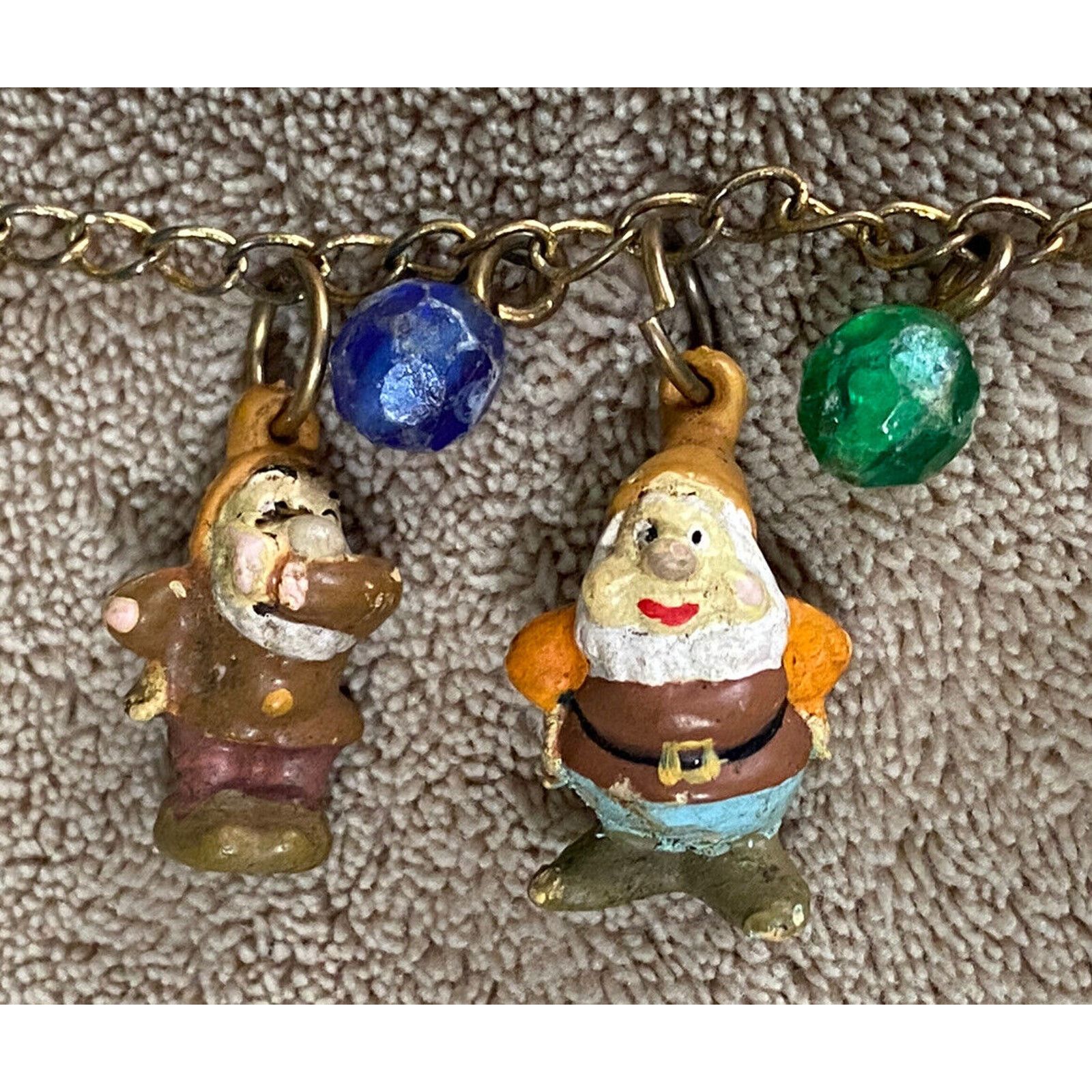 Disney 1980s Disney Vintage Antique Snow White Dwarf Charm Bracelet Size ONE SIZE - 5 Thumbnail