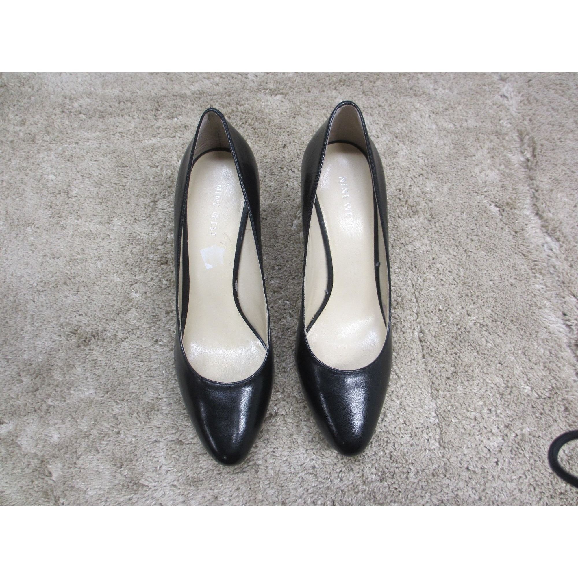 Nine West NINE WEST NWBEAUTIE PLATFORM BLACK LEATHER HEELS 8.5 MEDIUM Size US 8.5 / IT 38.5 - 1 Thumbnail