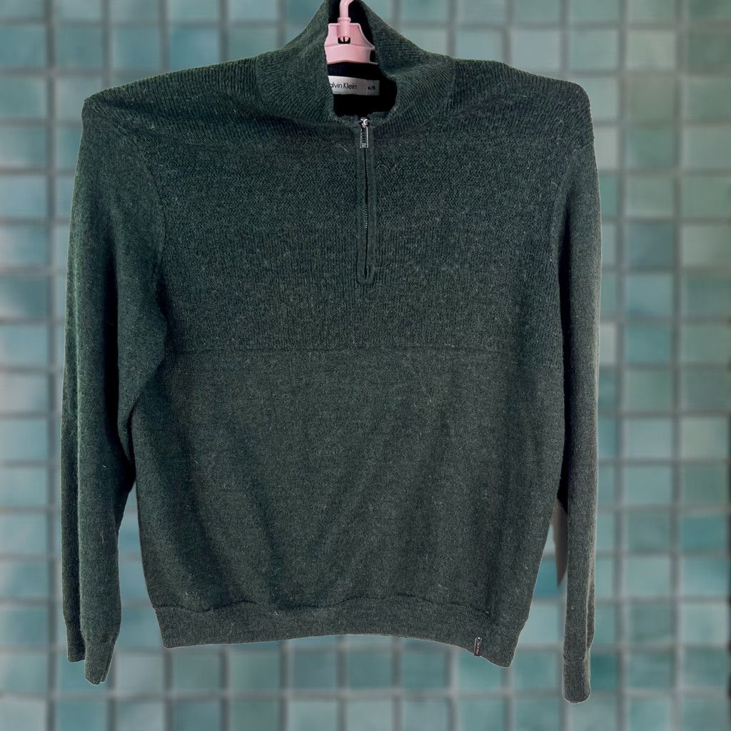 Calvin Klein Calvin Klein Mens Marino Wool 1/4 Zip Soft Knit Gray Pullover Sweater XL Shirt Adult Regular Gray 1/4 Zip Classic Knit Size US XL / EU 56 / 4 - 1 Thumbnail