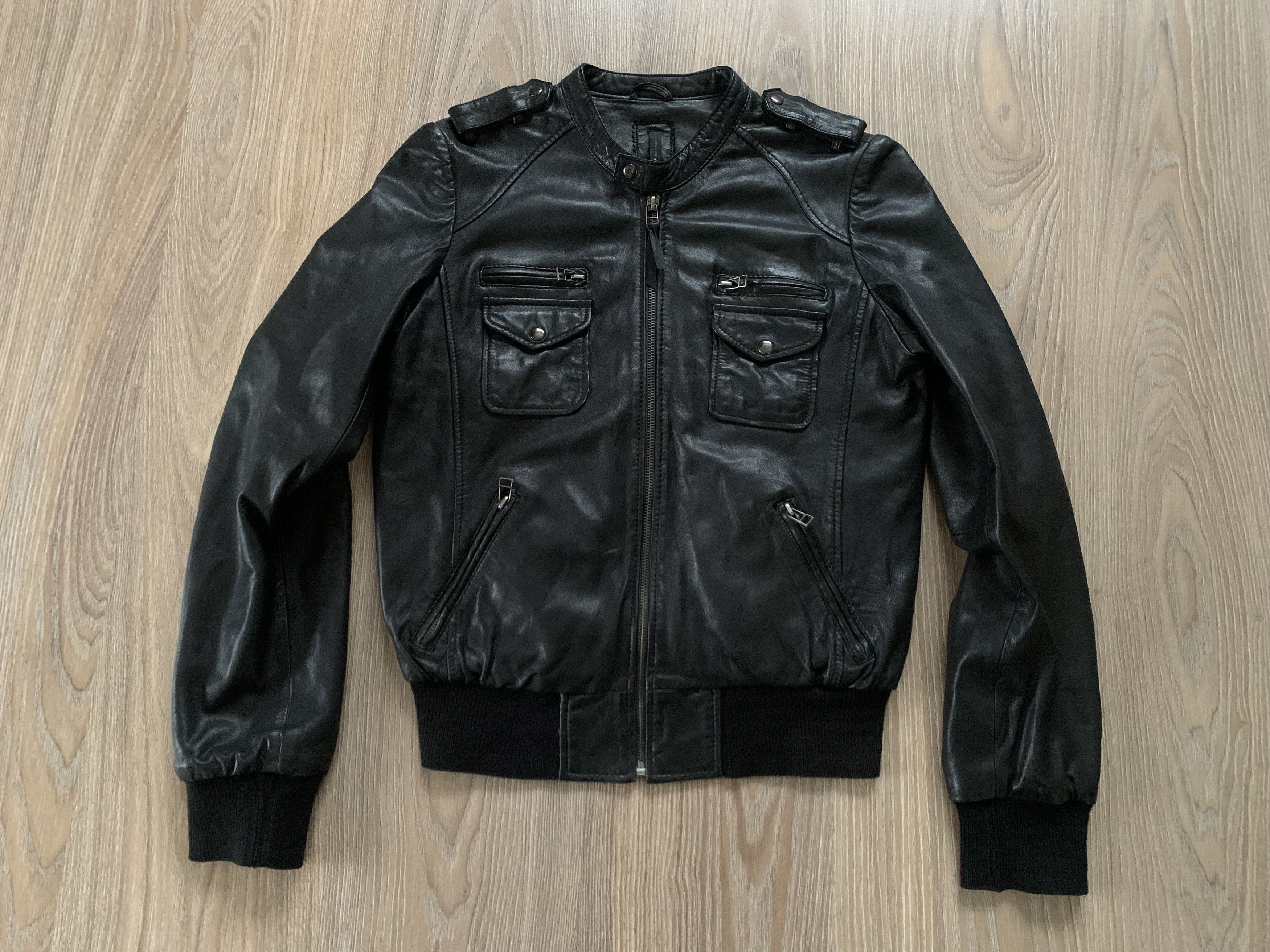 Other NAF NAF Women's Black Leather Biker Jacket Size S / US 4 / IT 40 - 2 Thumbnail