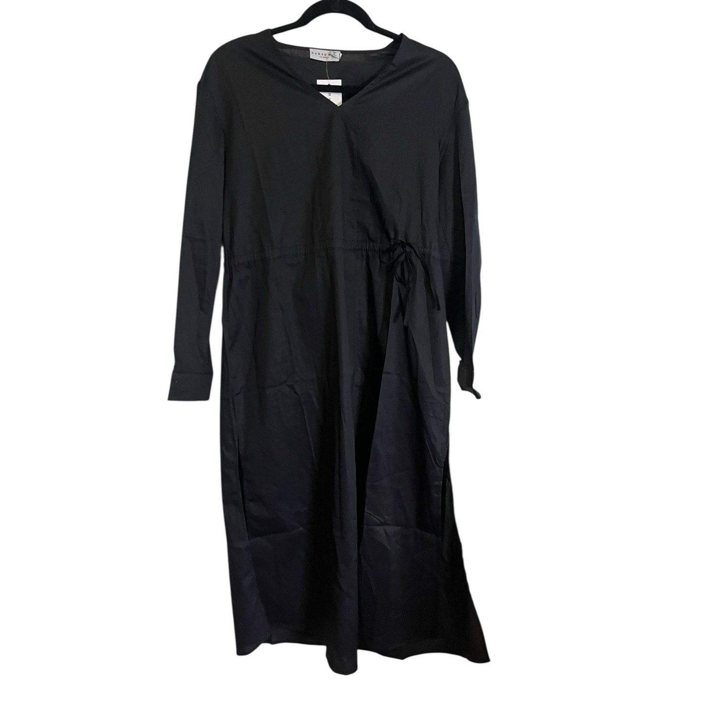 Designer Harshman Belinda Dress Black Midi Tiered Ruffle Sleeves SM Size S / US 4 / IT 40 - 1 Thumbnail