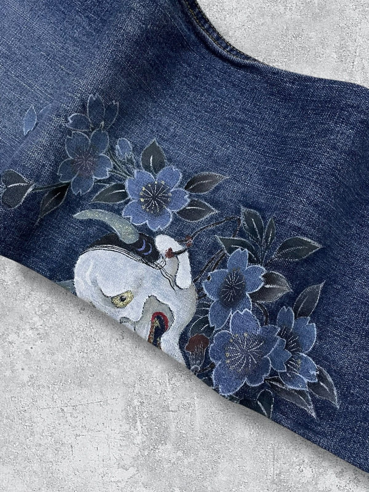 Beauty Beast Vintage Japan 90’s Karakuri Tamashi Satanic Face Jeans Size US 34 / EU 50 - 5 Thumbnail